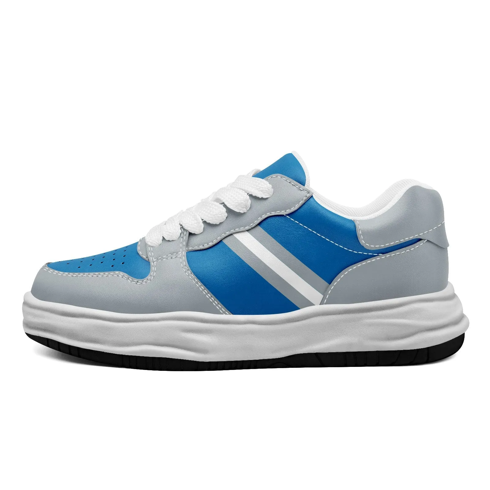 Corporate Gifts,Custom Blue Gray Detroit Shoes Personalized Sneaker FN032-D020389-11
