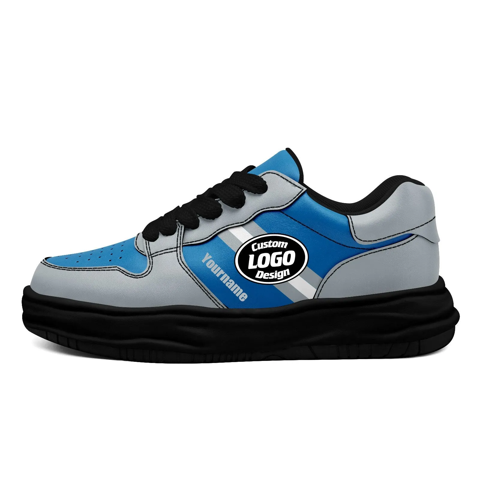 Corporate Gifts,Custom Blue Gray Detroit Shoes Personalized Sneaker FN032-D020389-11