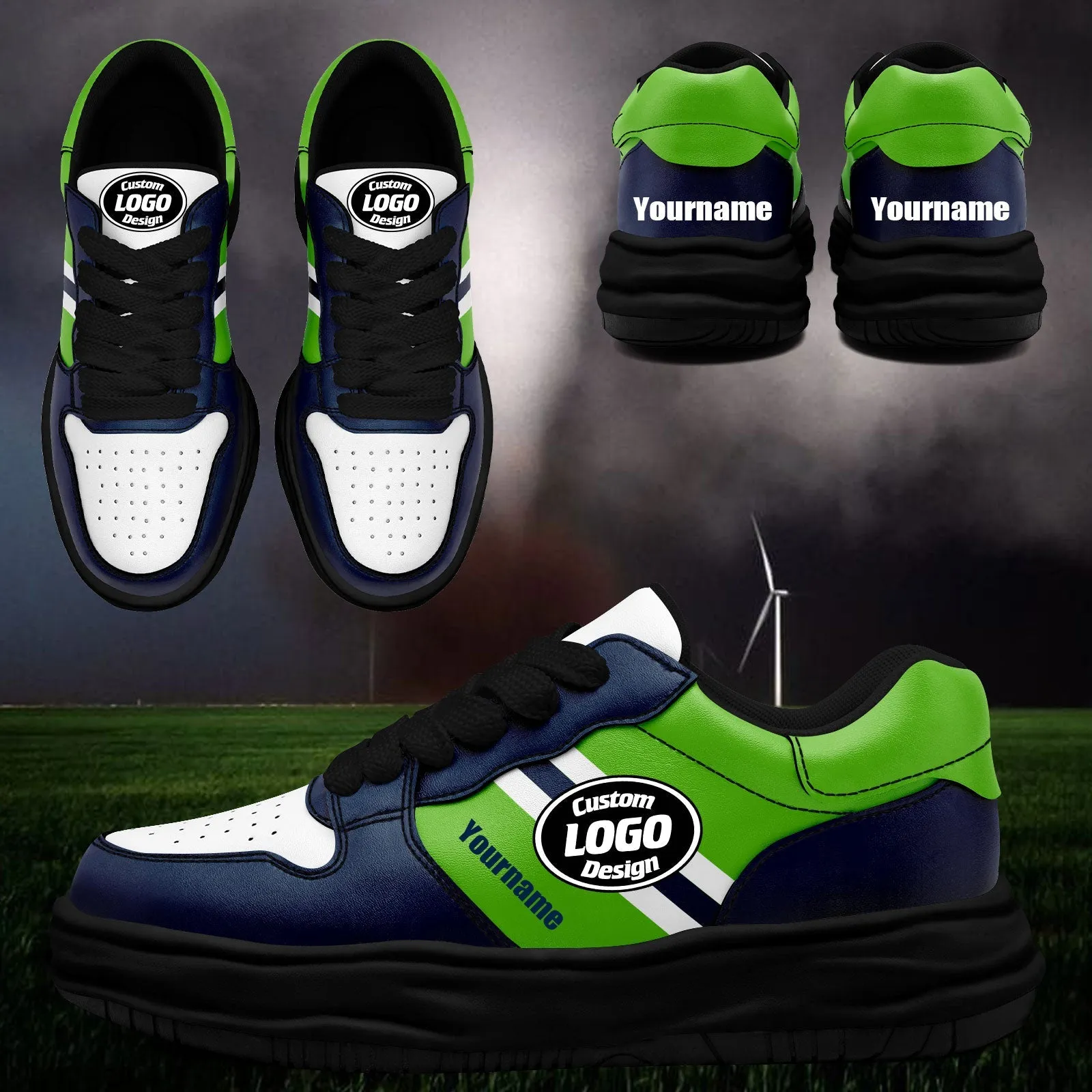 Corporate Gifts,Custom Blue Green Seattle Shoes Personalized Sneaker FN032-D020389-27