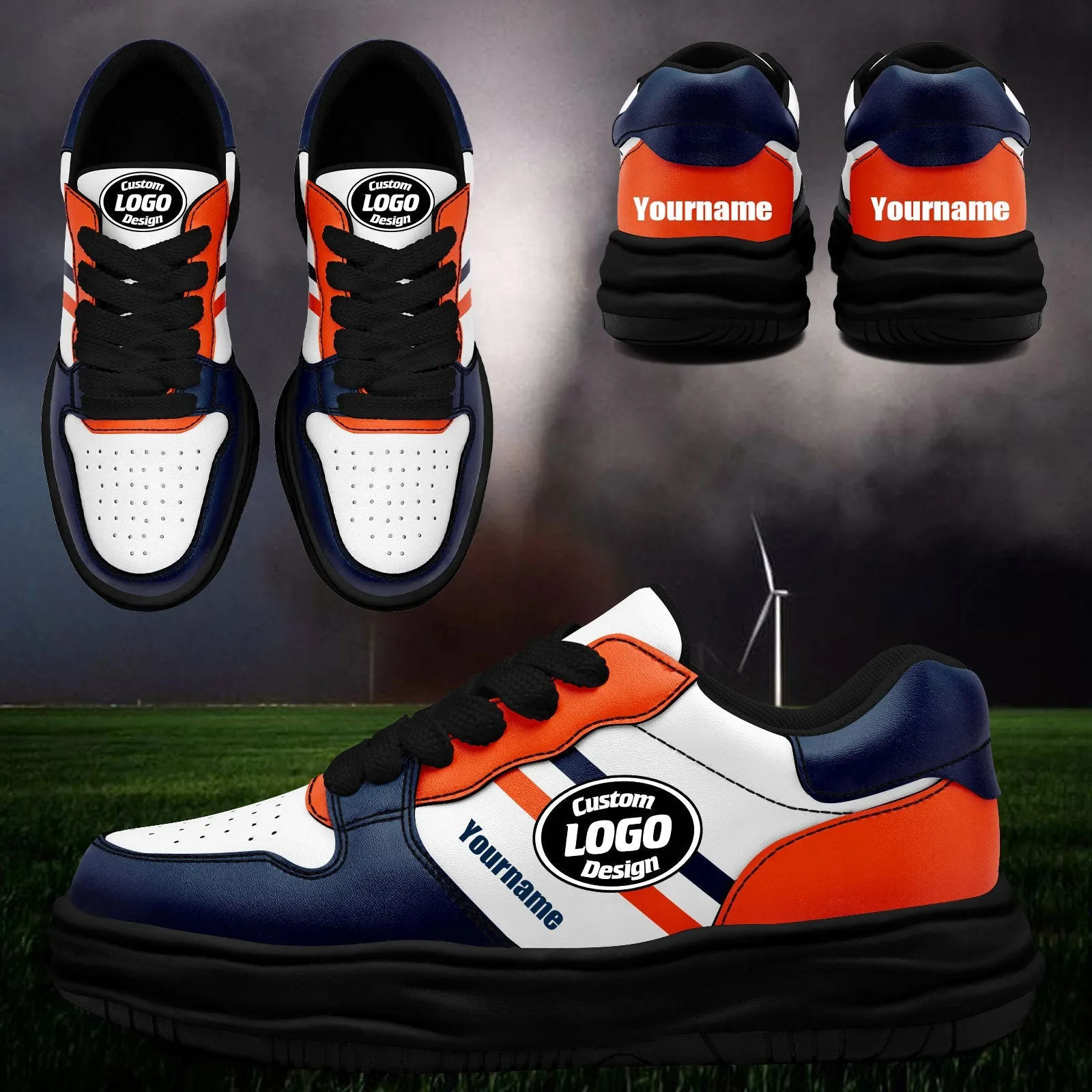 Corporate Gifts,Custom Blue Orange Denver Shoes Personalized Sneaker FN032-D020389-10