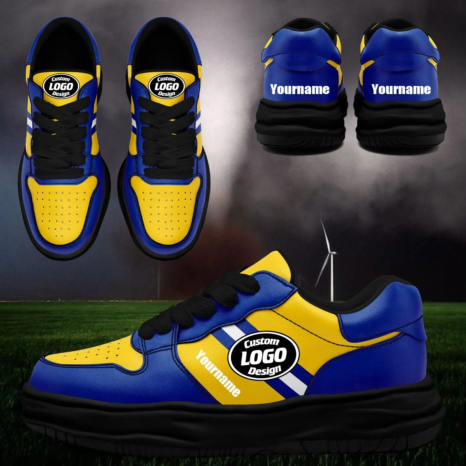 Corporate Gifts,Custom Blue Yellow Los Angeles Shoes Personalized Sneaker FN032-D020389-15
