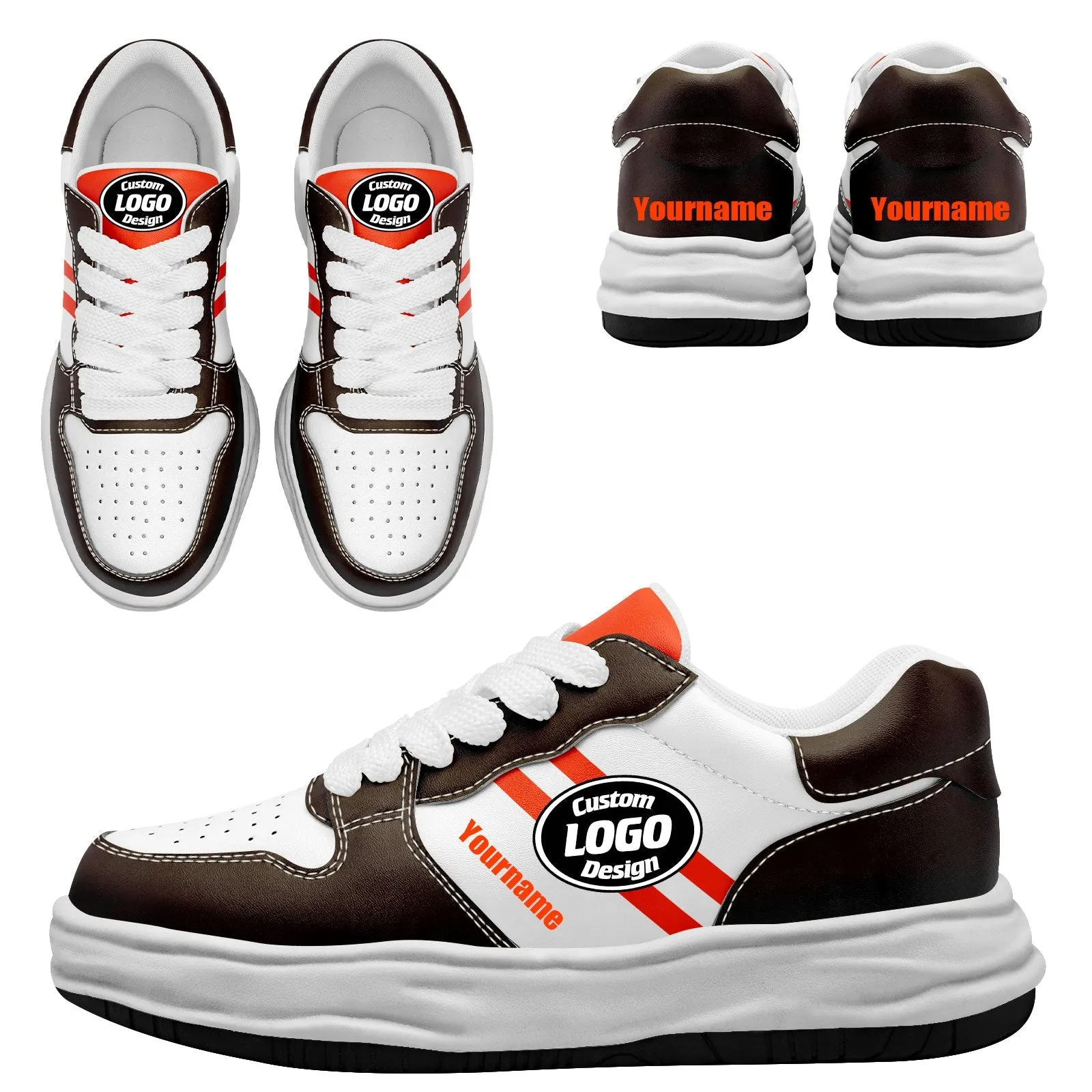 Corporate Gifts,Custom Brown Orange Cleveland Shoes Personalized Sneaker FN032-D020389-8
