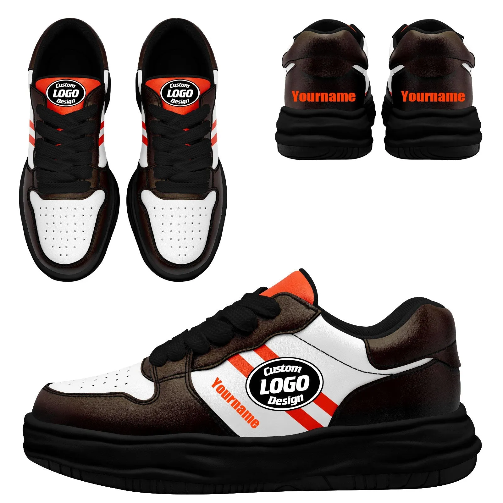 Corporate Gifts,Custom Brown Orange Cleveland Shoes Personalized Sneaker FN032-D020389-8