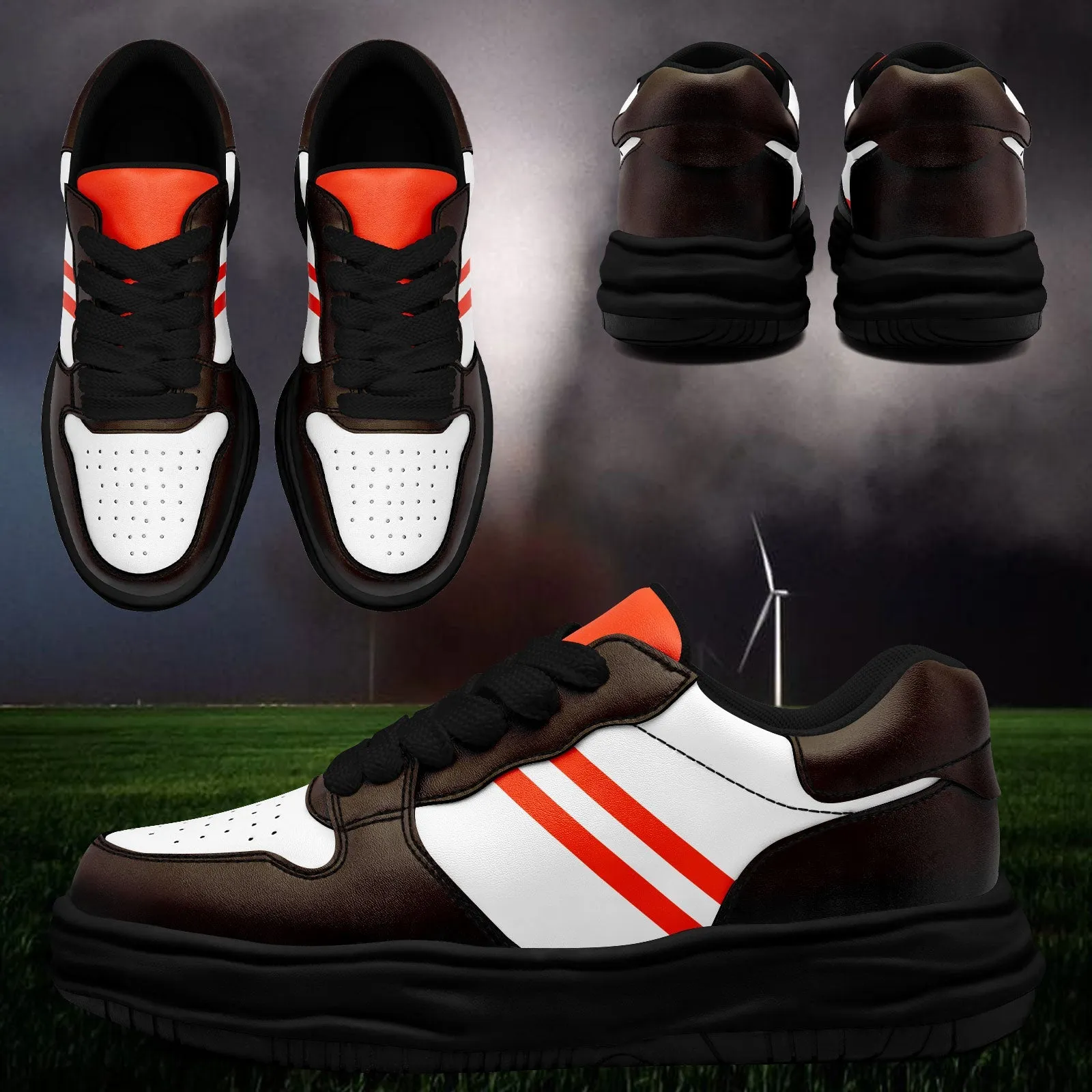 Corporate Gifts,Custom Brown Orange Cleveland Shoes Personalized Sneaker FN032-D020389-8