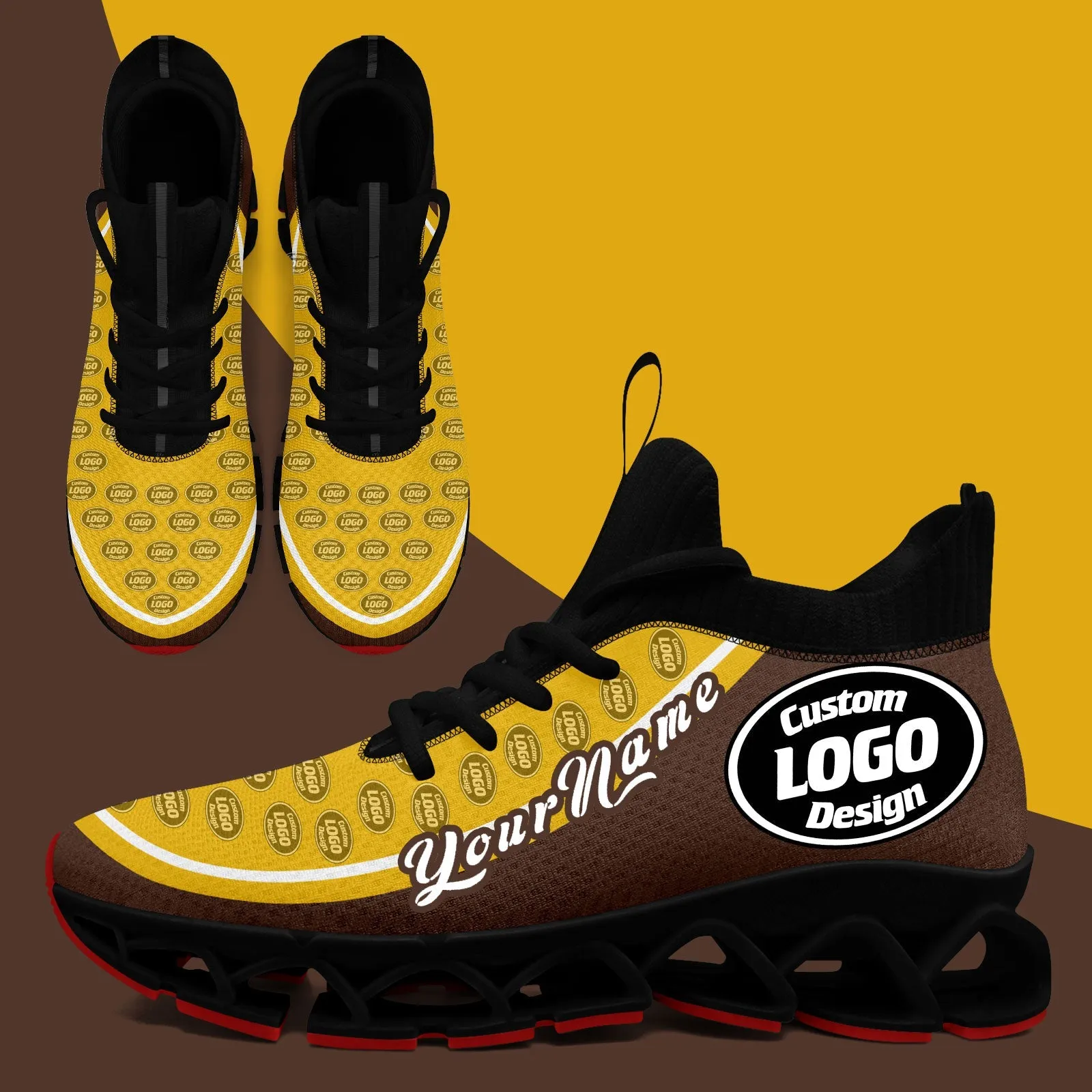 Corporate Gifts,Custom Brown Yellow Maxsoul Shoes Personalized Sneaker FN030XD-D020388-14