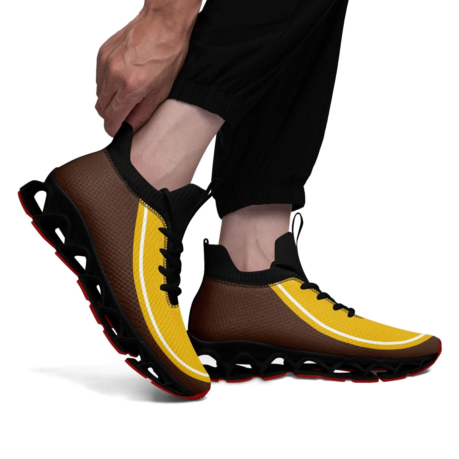 Corporate Gifts,Custom Brown Yellow Maxsoul Shoes Personalized Sneaker FN030XD-D020388-14