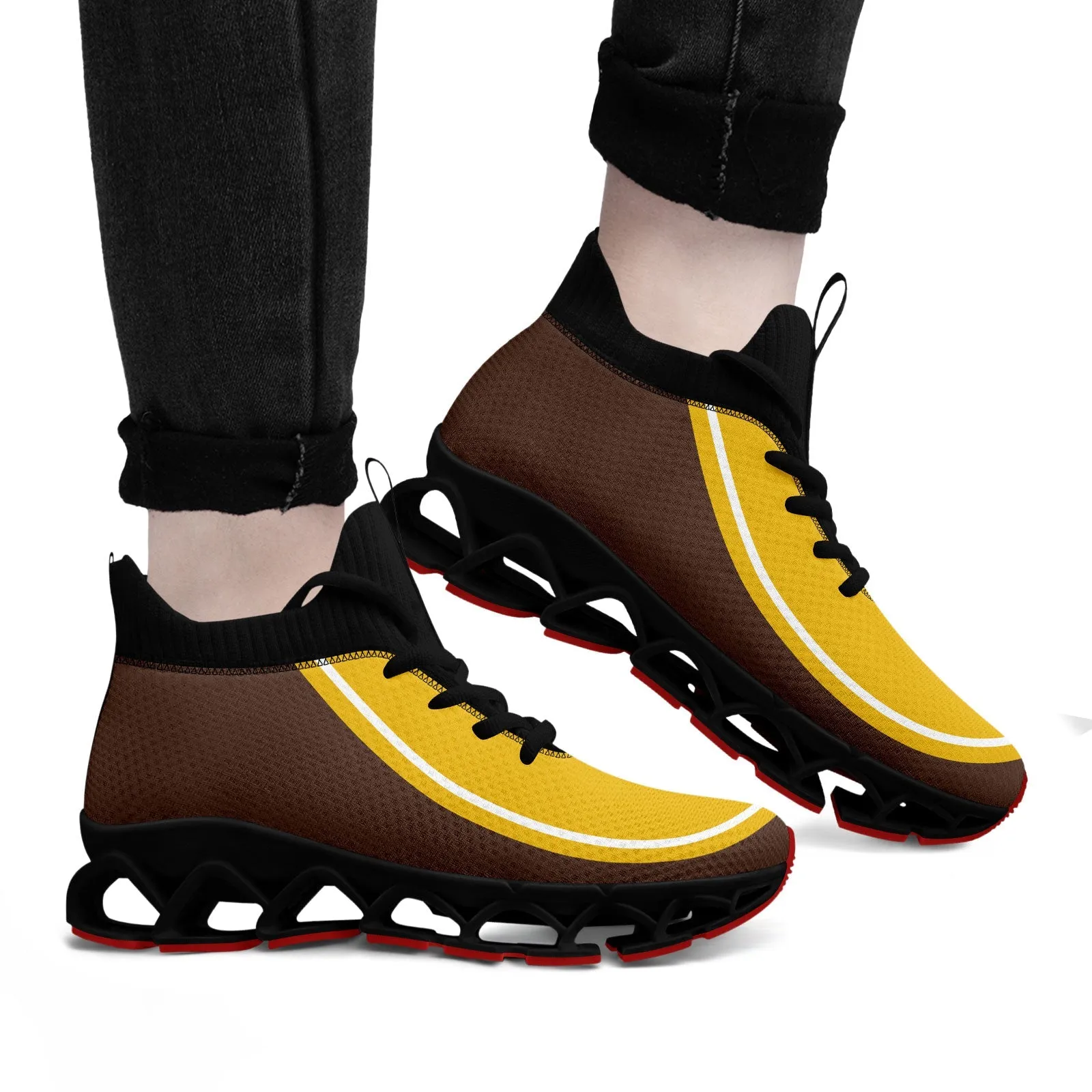 Corporate Gifts,Custom Brown Yellow Maxsoul Shoes Personalized Sneaker FN030XD-D020388-14