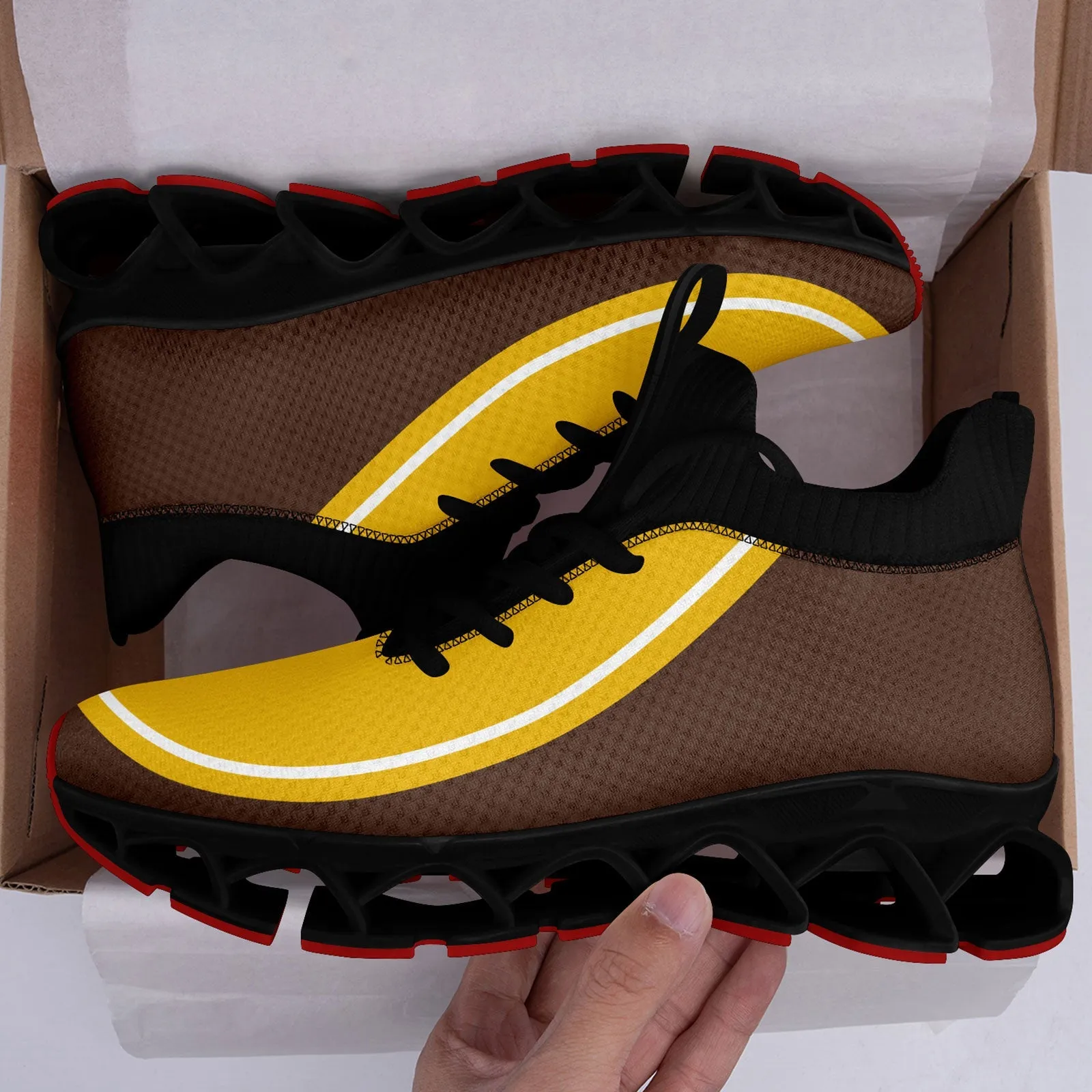 Corporate Gifts,Custom Brown Yellow Maxsoul Shoes Personalized Sneaker FN030XD-D020388-14