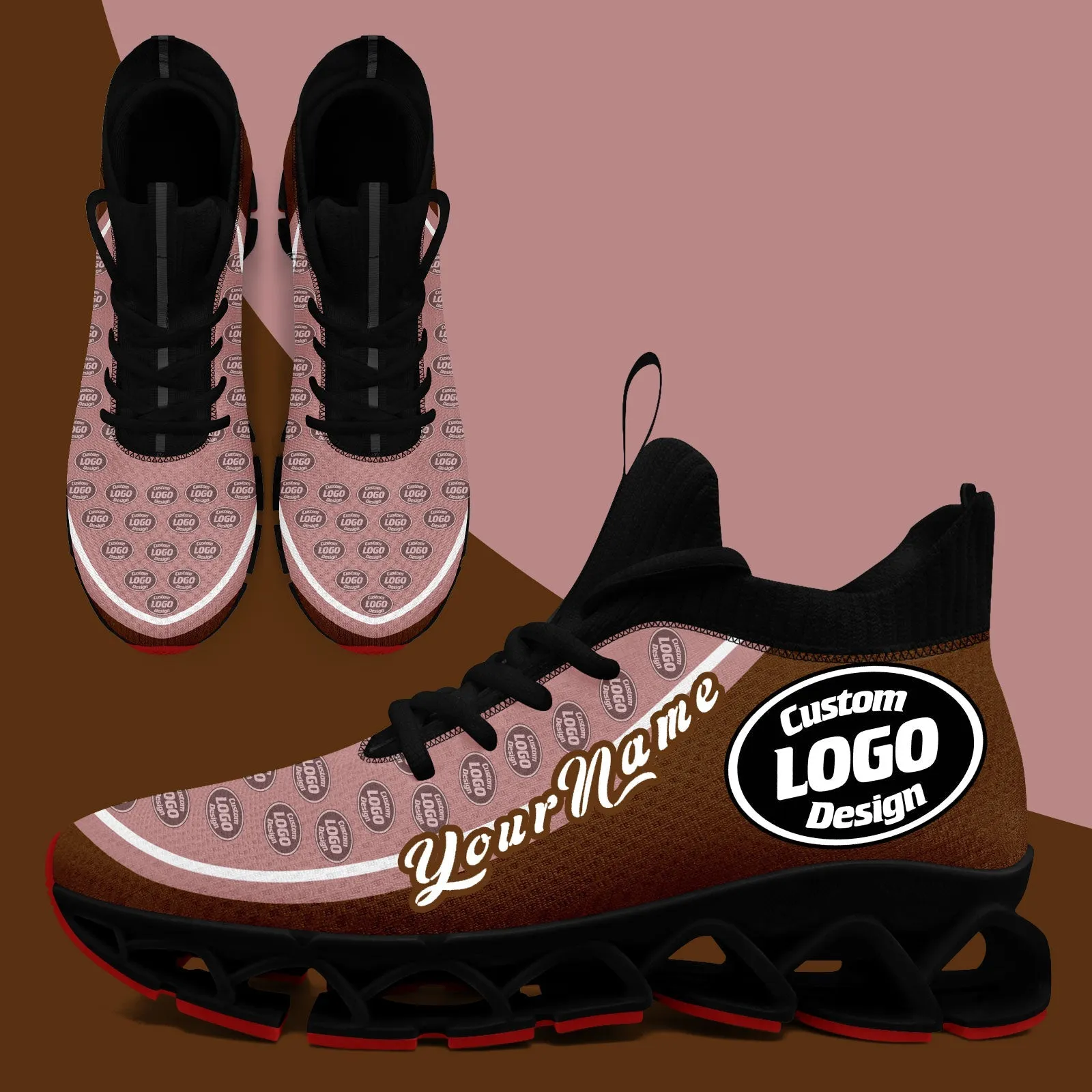 Corporate Gifts,Custom Dark Pink Brown Maxsoul Shoes Personalized Sneaker FN030XD-D020388-18