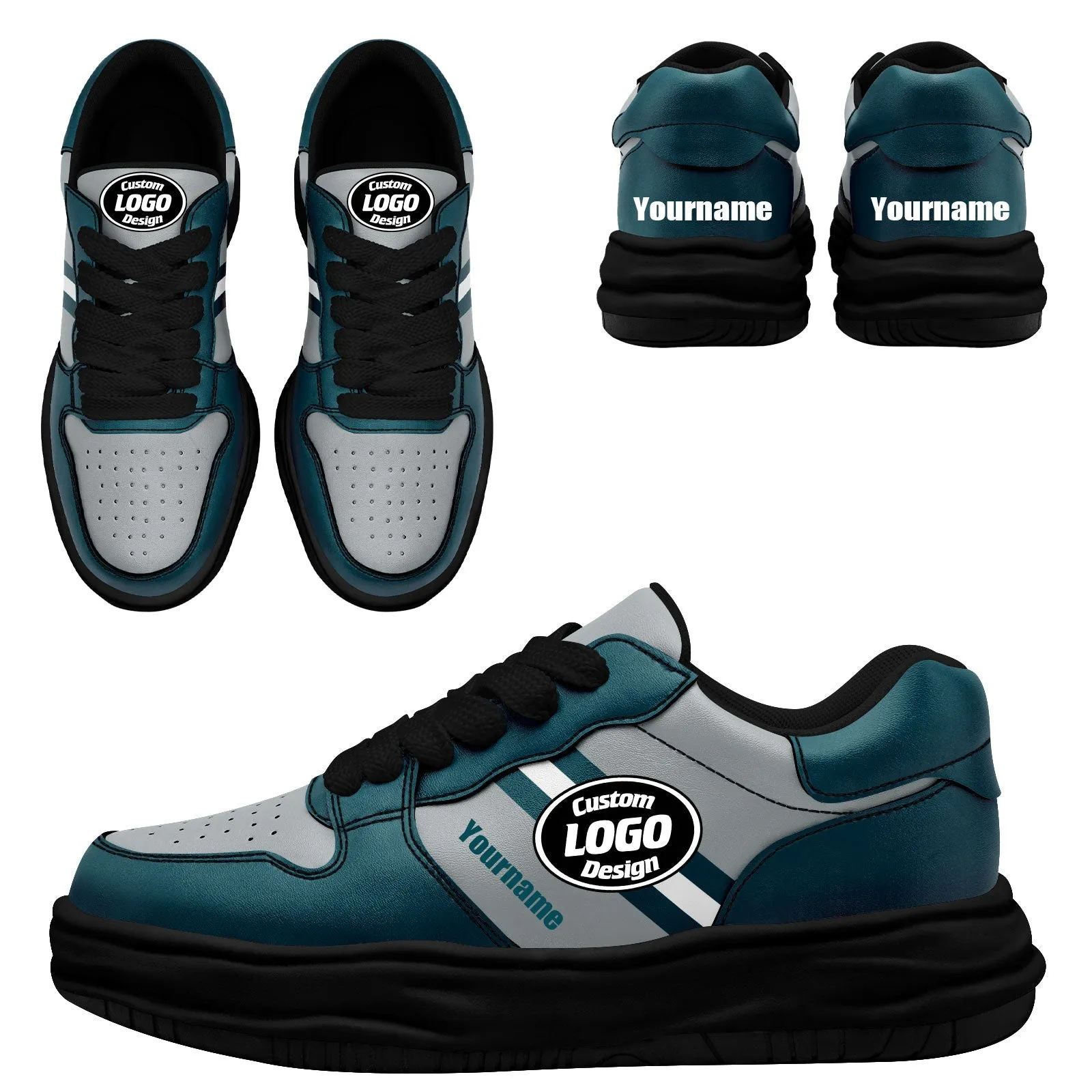 Corporate Gifts,Custom Green Gray Philadelphia Shoes Personalized Sneaker FN032-D020389-23