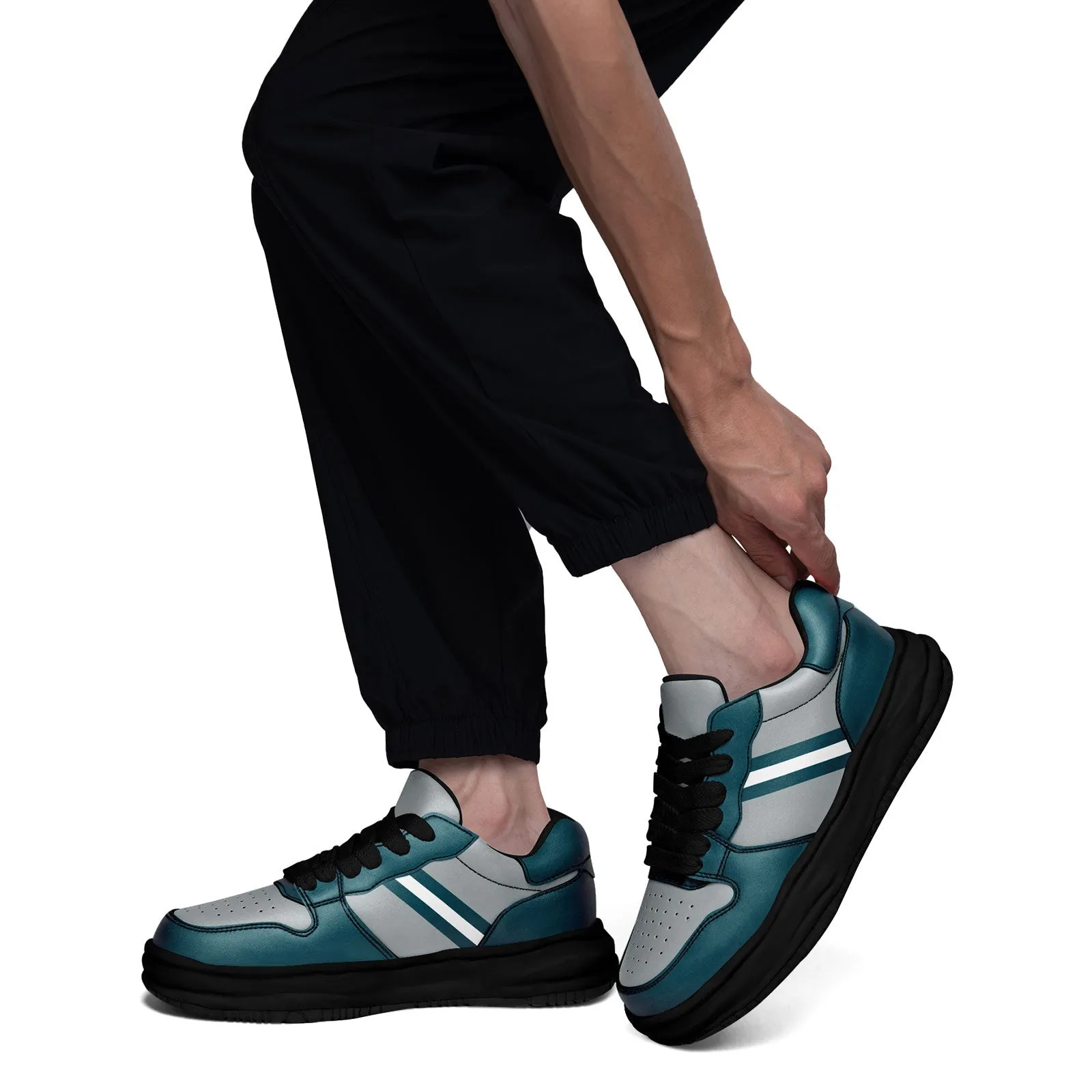 Corporate Gifts,Custom Green Gray Philadelphia Shoes Personalized Sneaker FN032-D020389-23