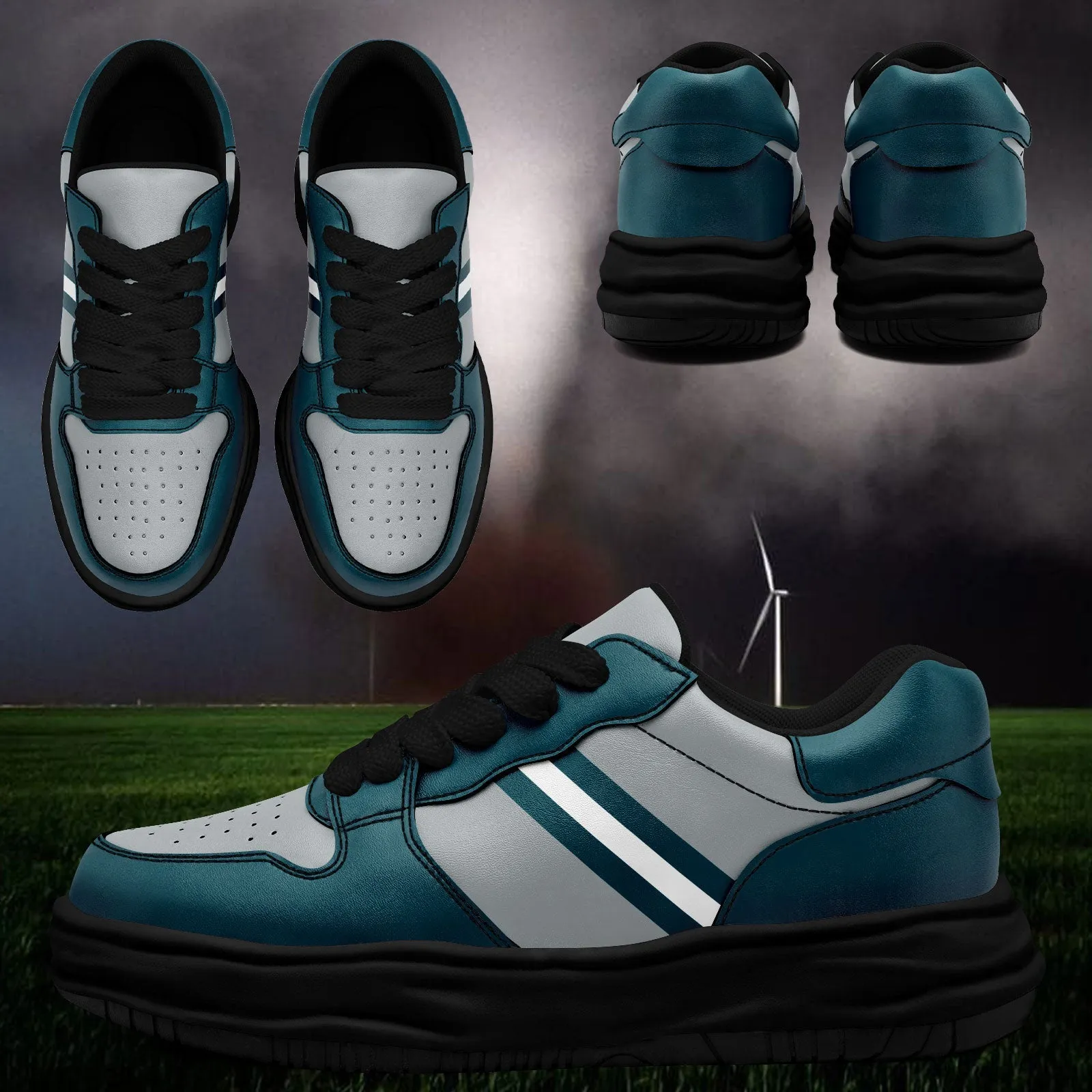 Corporate Gifts,Custom Green Gray Philadelphia Shoes Personalized Sneaker FN032-D020389-23