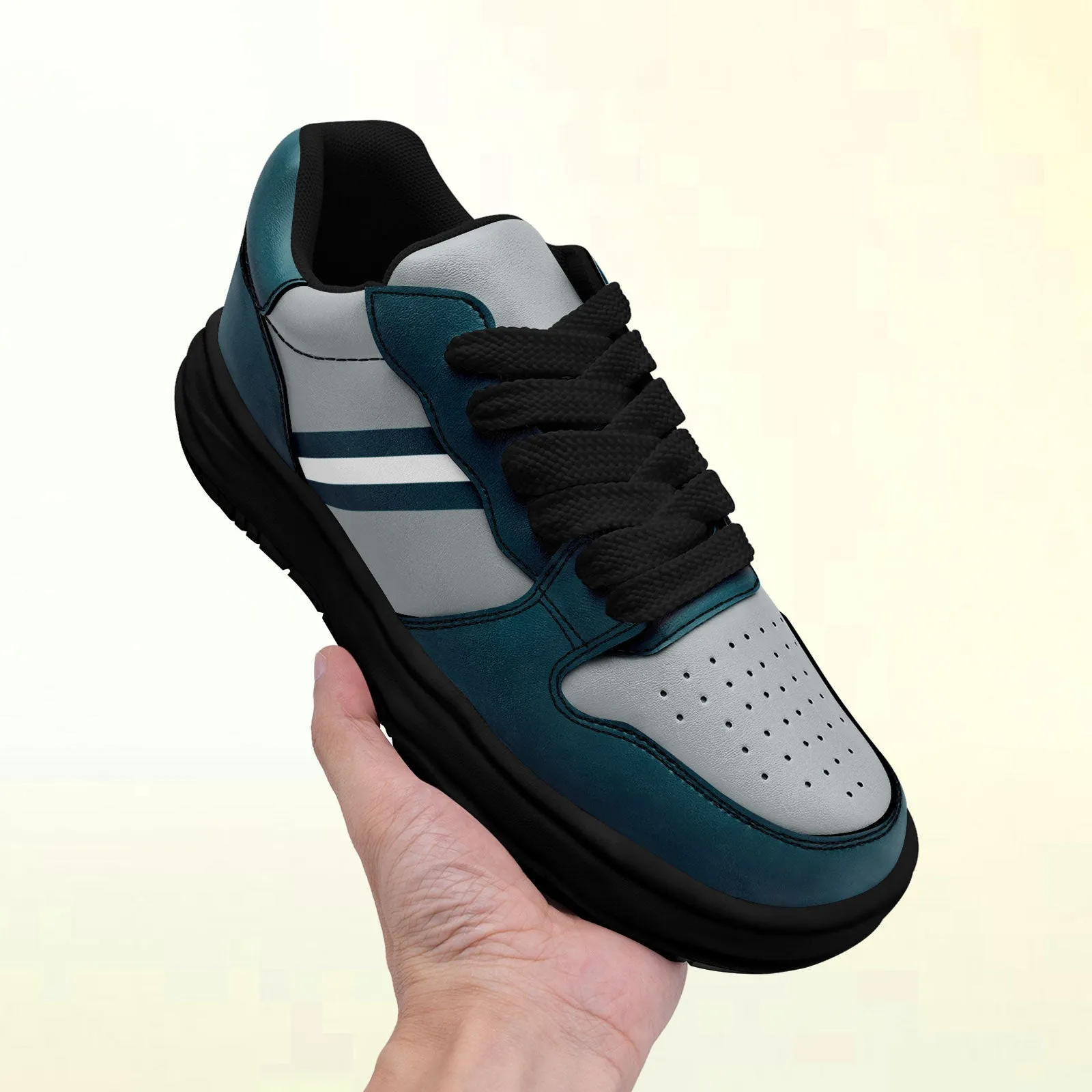 Corporate Gifts,Custom Green Gray Philadelphia Shoes Personalized Sneaker FN032-D020389-23