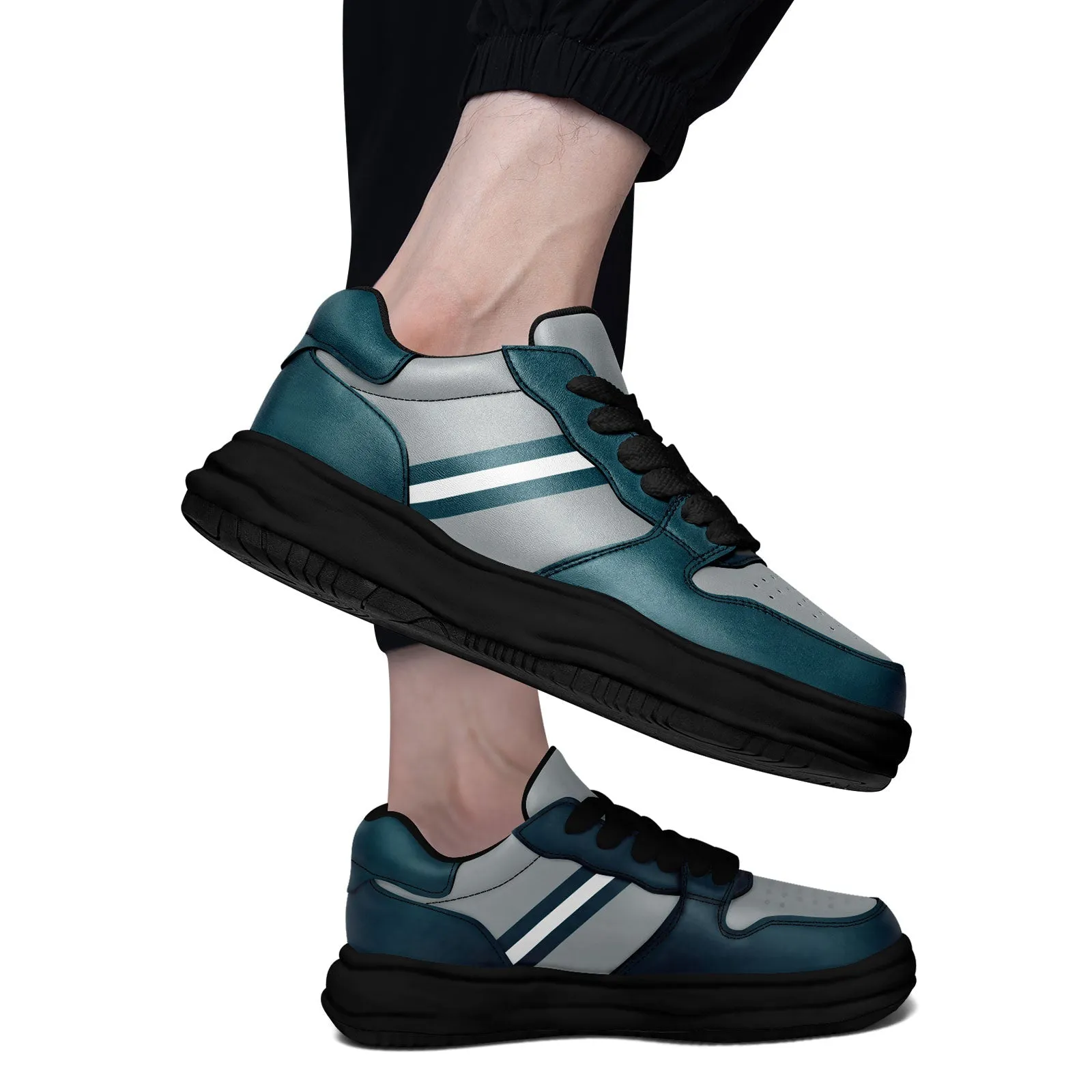 Corporate Gifts,Custom Green Gray Philadelphia Shoes Personalized Sneaker FN032-D020389-23