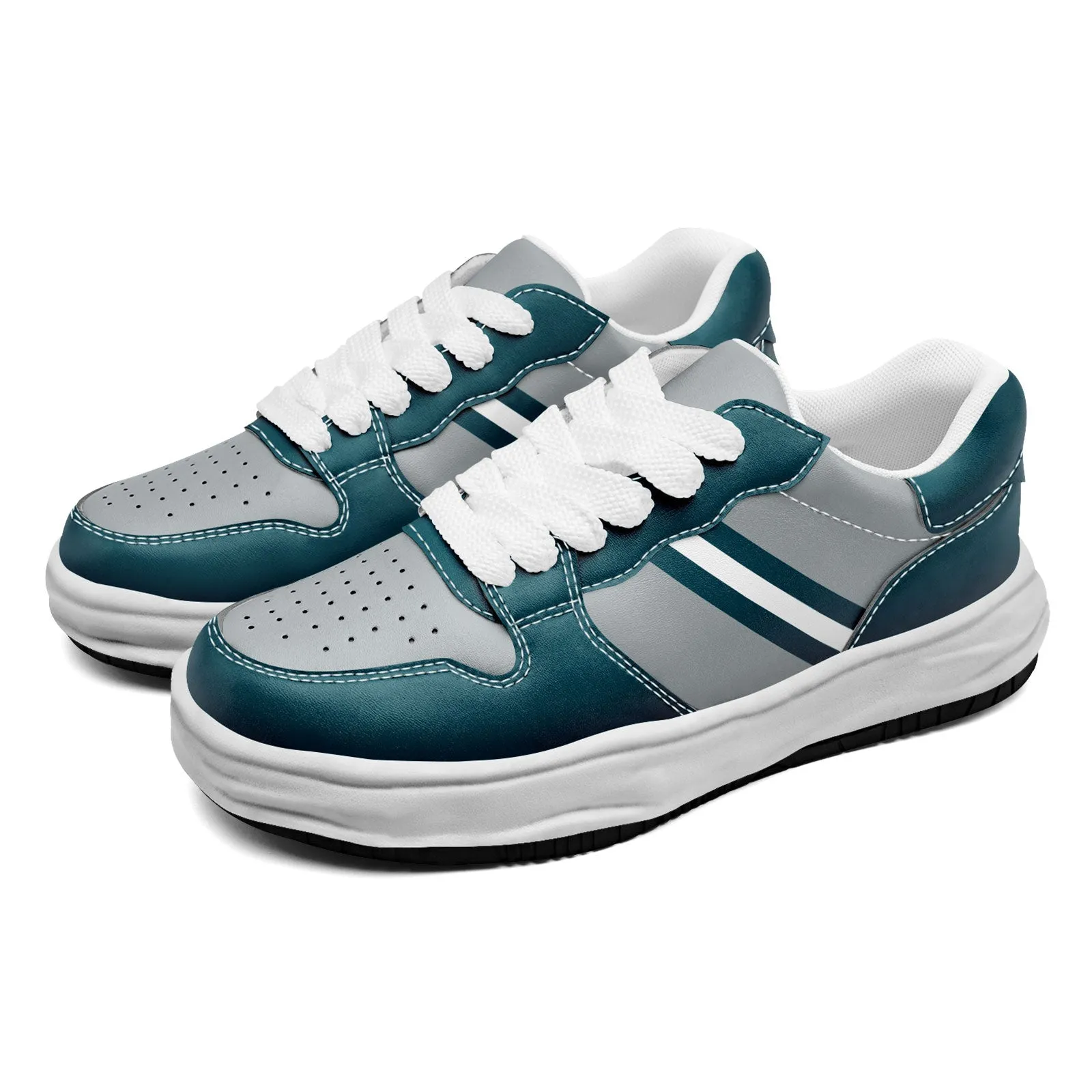 Corporate Gifts,Custom Green Gray Philadelphia Shoes Personalized Sneaker FN032-D020389-23