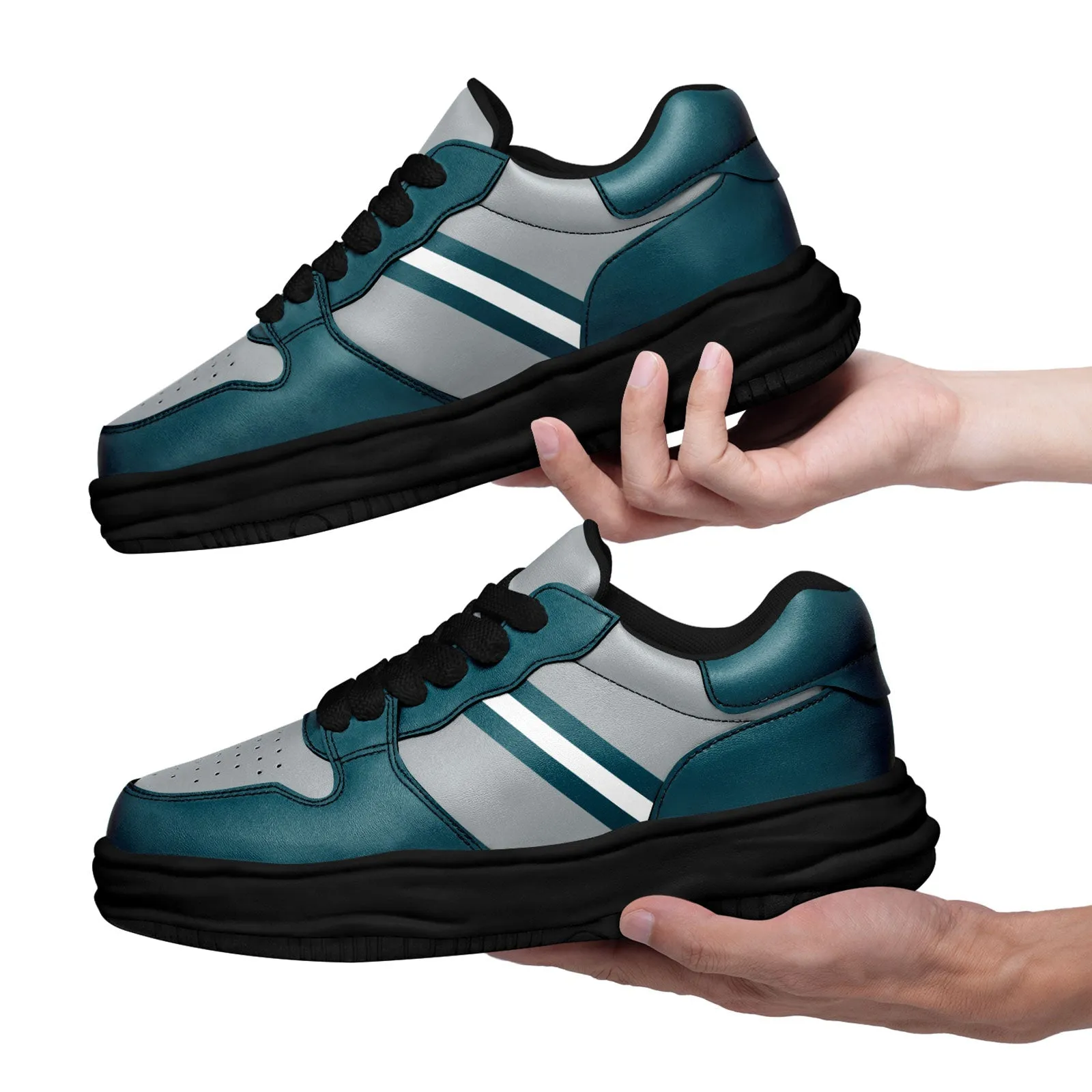 Corporate Gifts,Custom Green Gray Philadelphia Shoes Personalized Sneaker FN032-D020389-23
