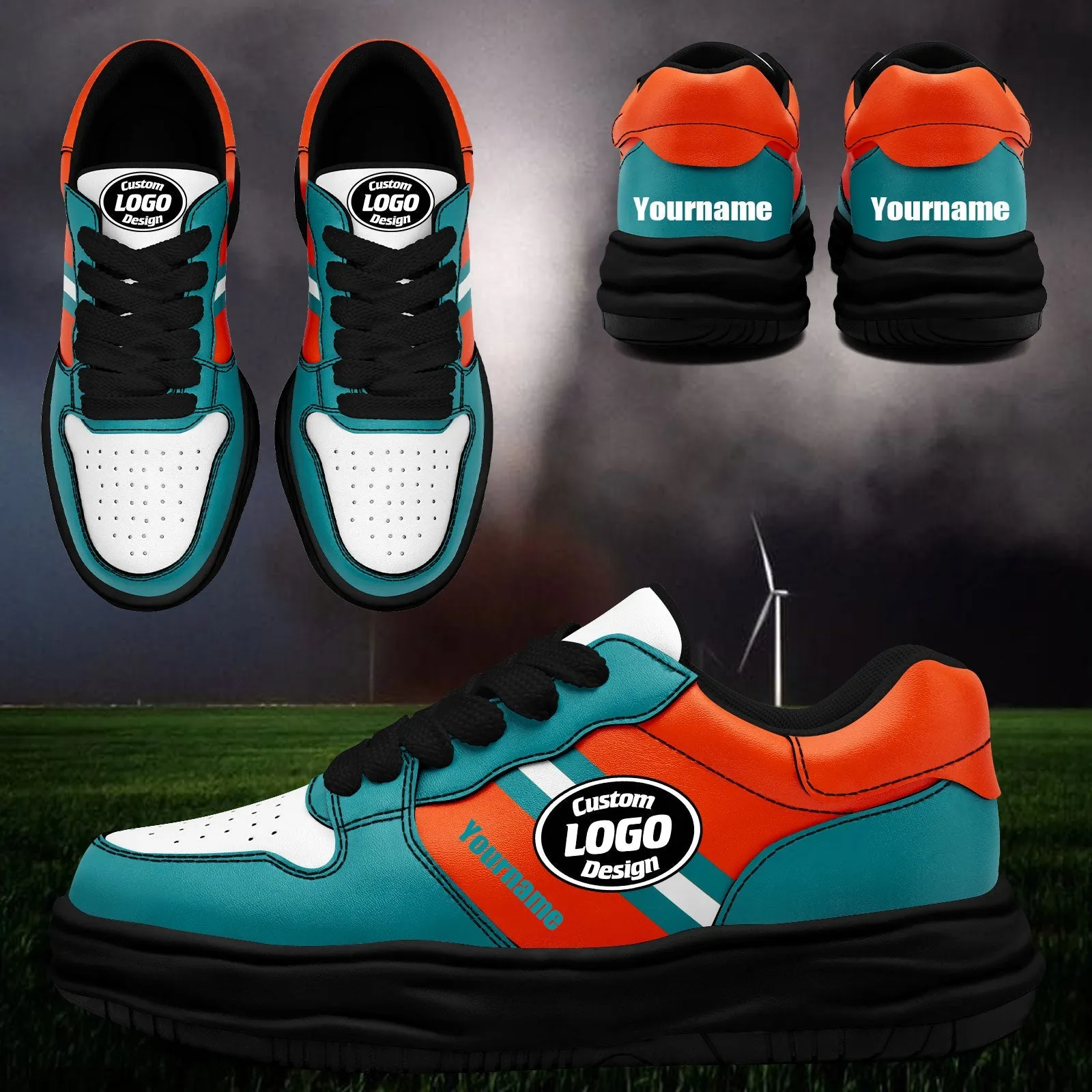 Corporate Gifts,Custom Green Orange Miami Shoes Personalized Sneaker FN032-D020389-24
