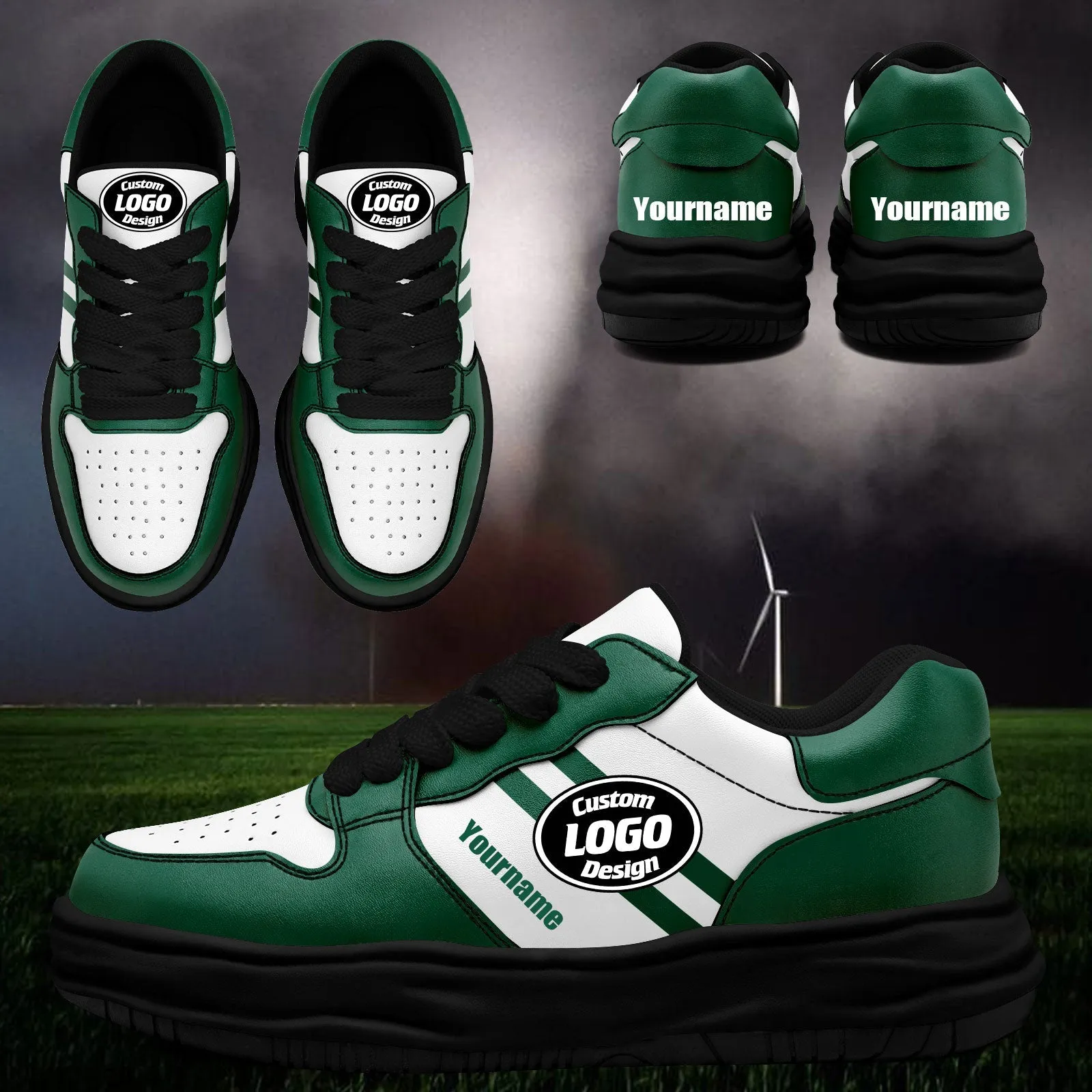 Corporate Gifts,Custom Green White New York Shoes Personalized Sneaker FN032-D020389-28
