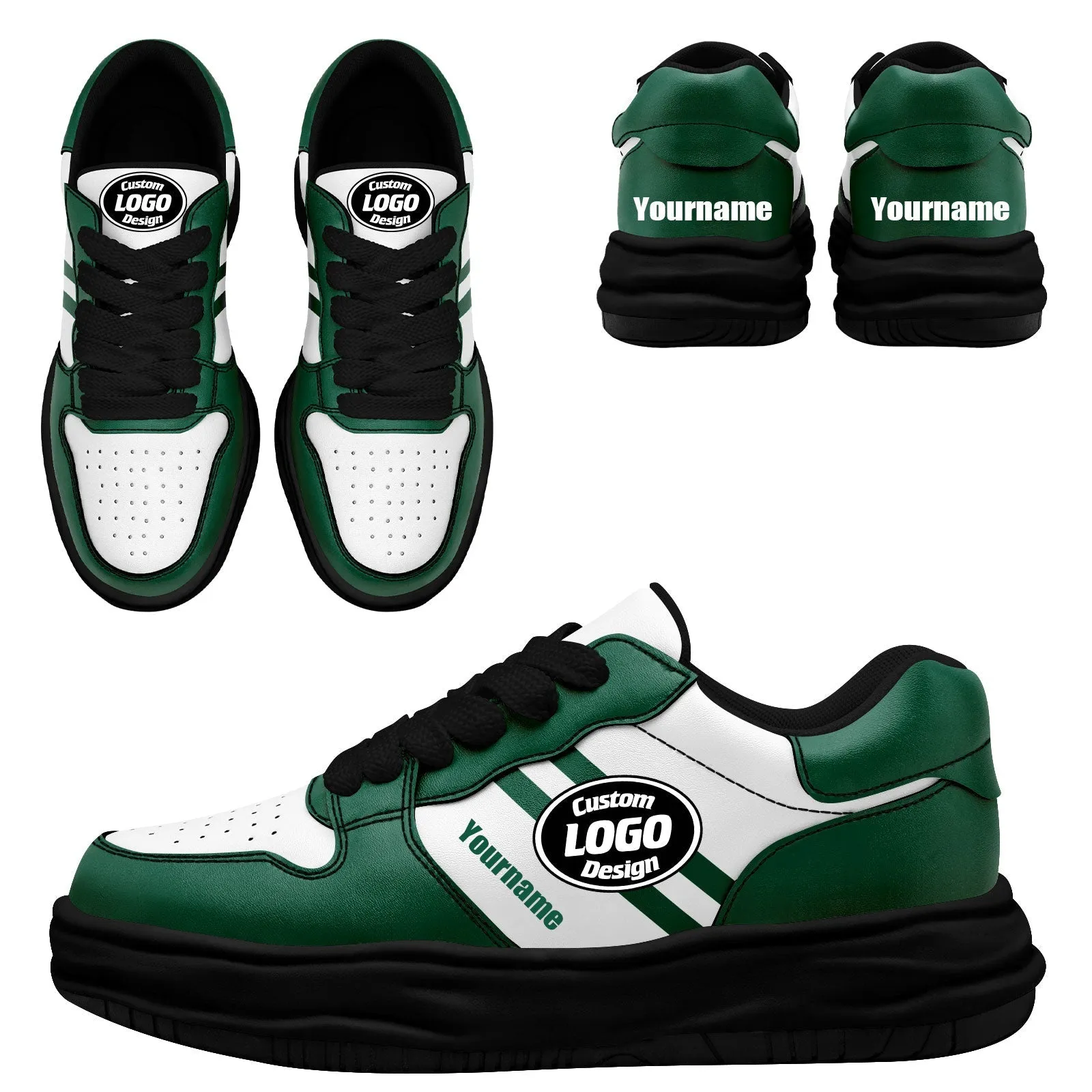 Corporate Gifts,Custom Green White New York Shoes Personalized Sneaker FN032-D020389-28