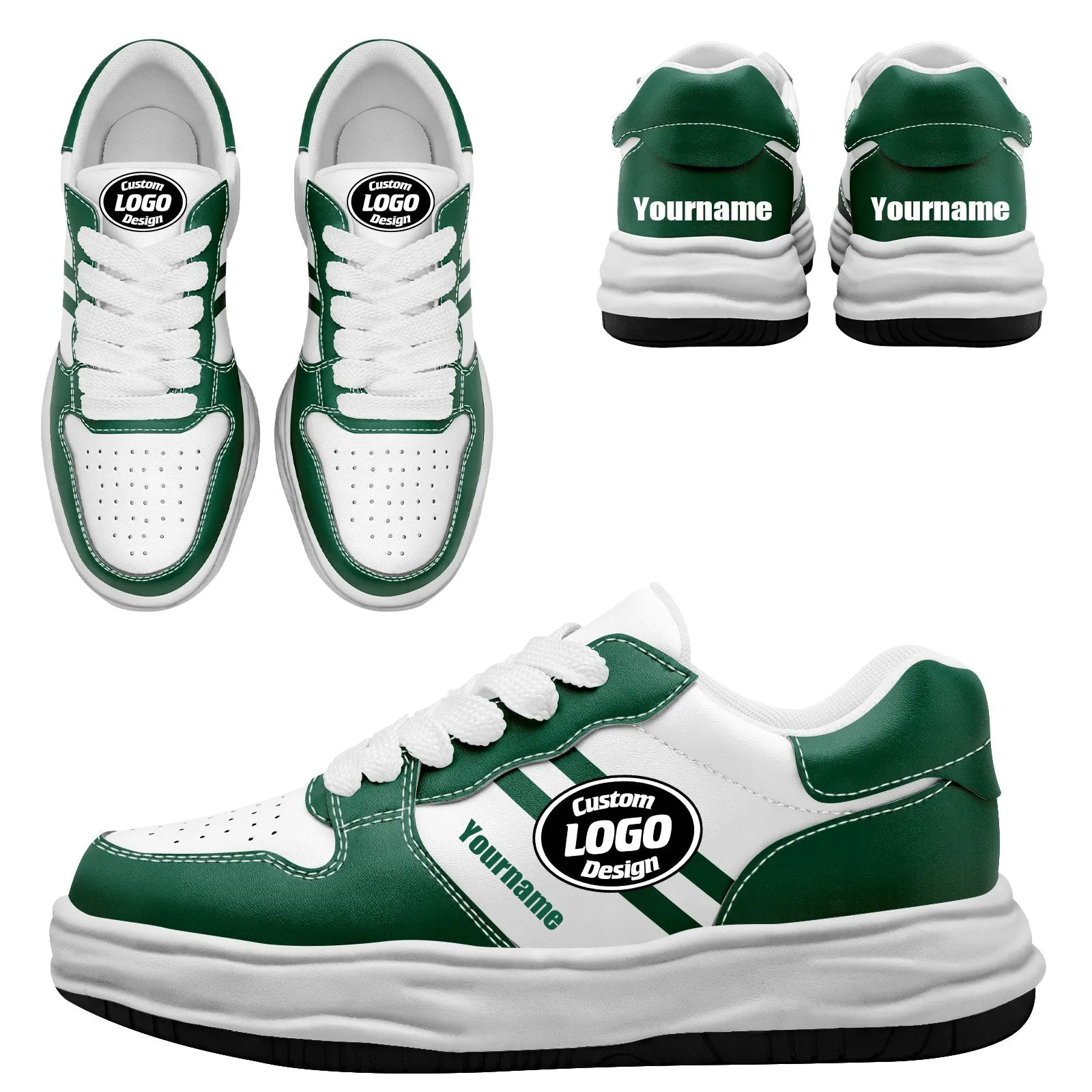 Corporate Gifts,Custom Green White New York Shoes Personalized Sneaker FN032-D020389-28