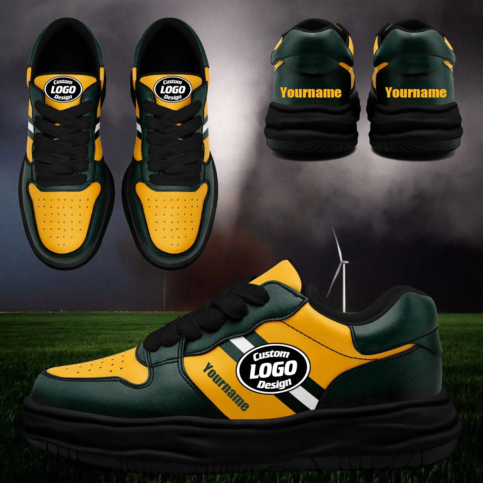 Corporate Gifts,Custom Green Yellow Green Bay Shoes Personalized Sneaker FN032-D020389-13
