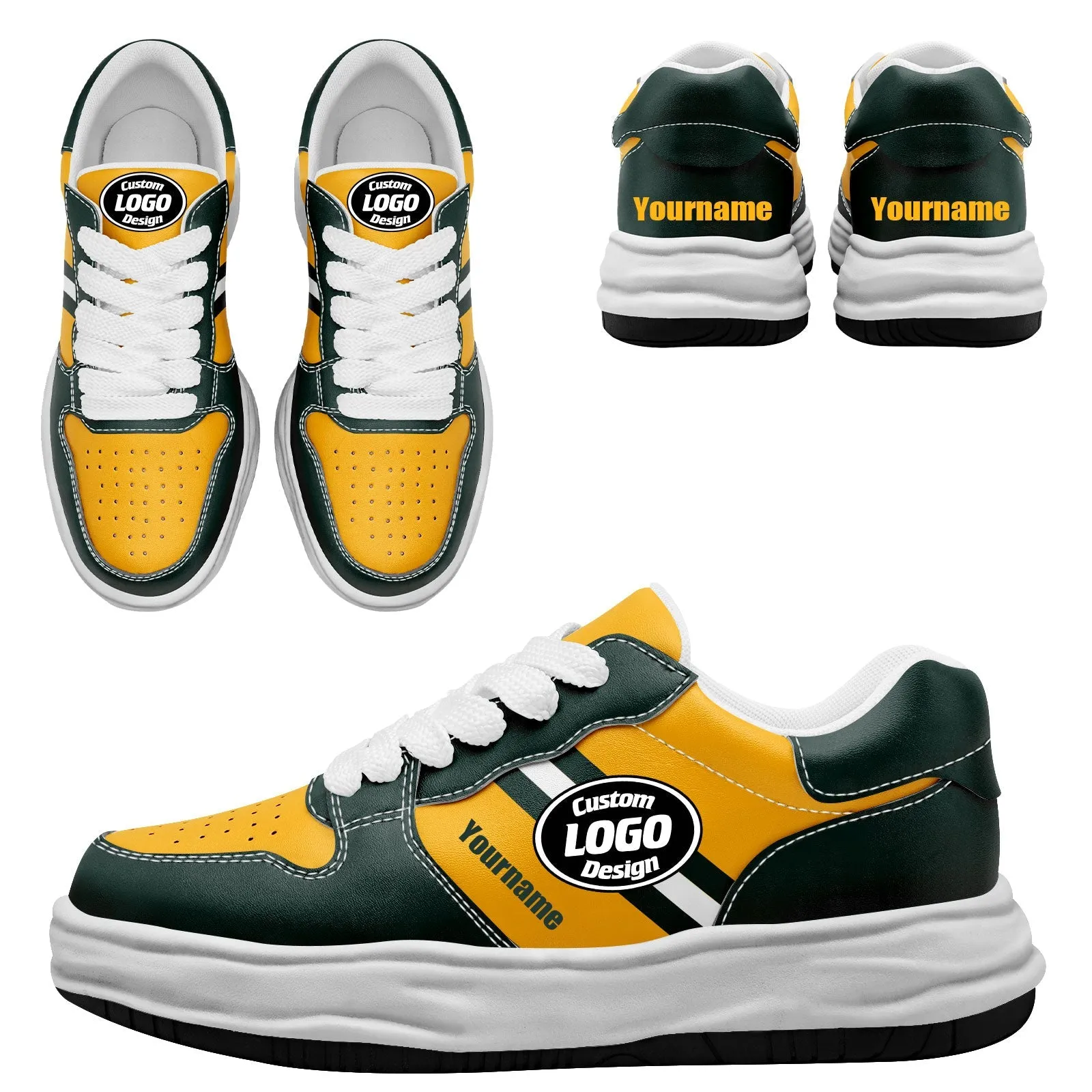 Corporate Gifts,Custom Green Yellow Green Bay Shoes Personalized Sneaker FN032-D020389-13