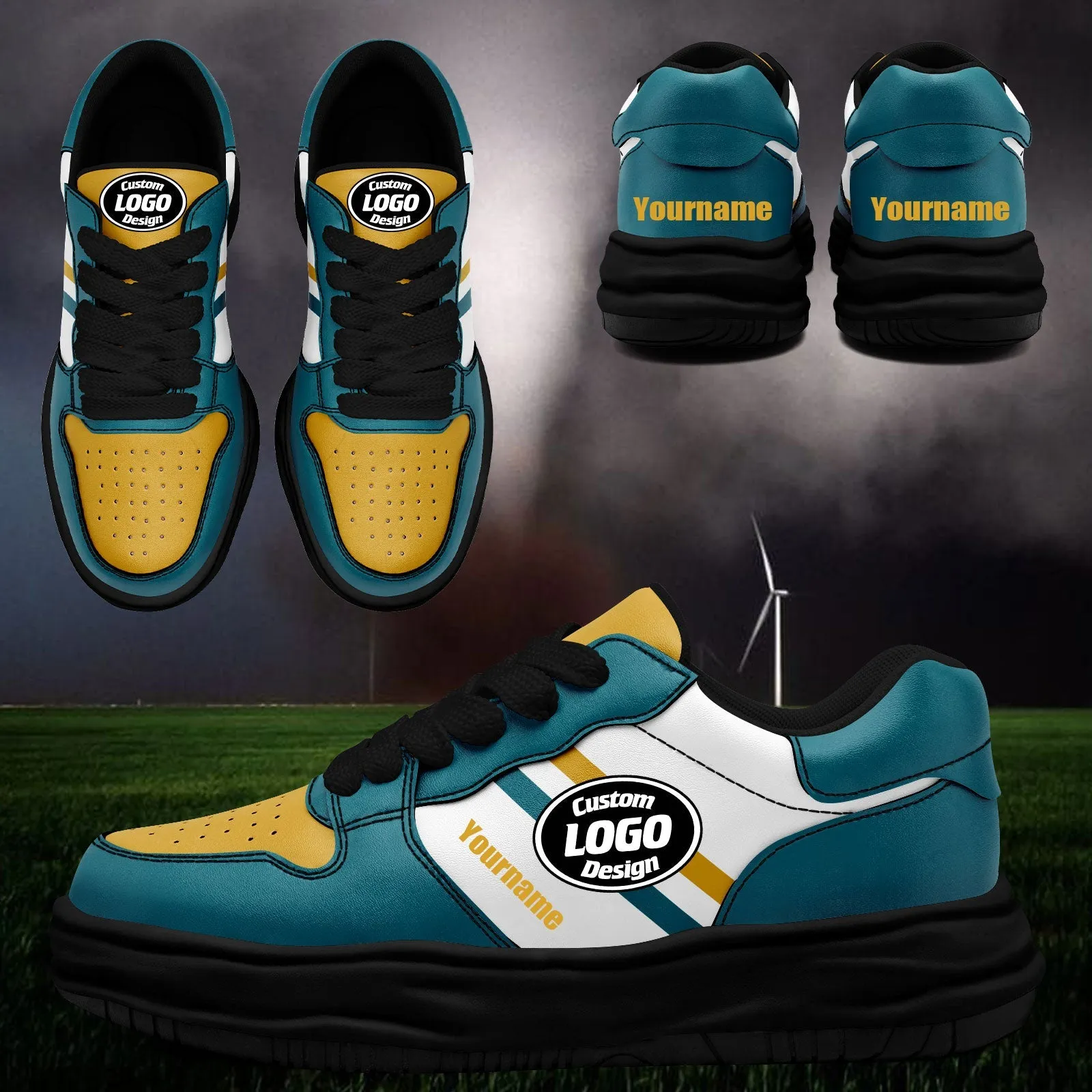 Corporate Gifts,Custom Green Yellow Jacksonville Shoes Personalized Sneaker FN032-D020389-16