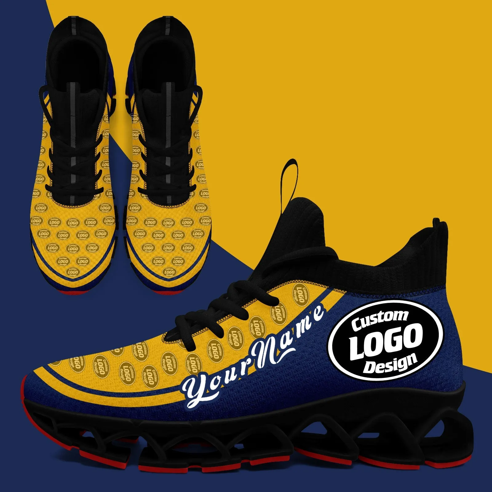 Corporate Gifts,Custom Navy Yellow Maxsoul Shoes Personalized Sneaker FN030XD-D020388-13