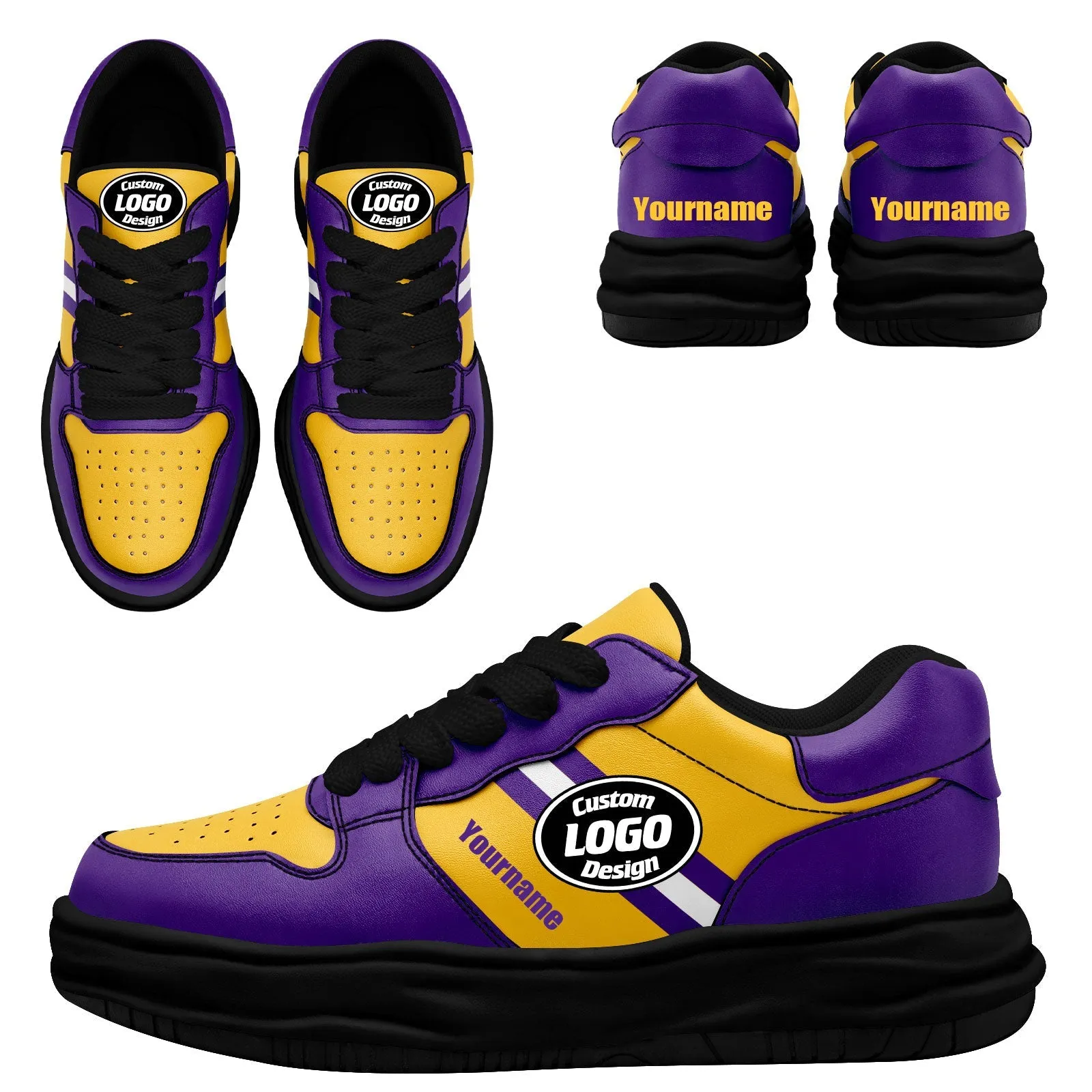 Corporate Gifts,Custom Purple Yellow Minnesota Shoes Personalized Sneaker FN032-D020389-17