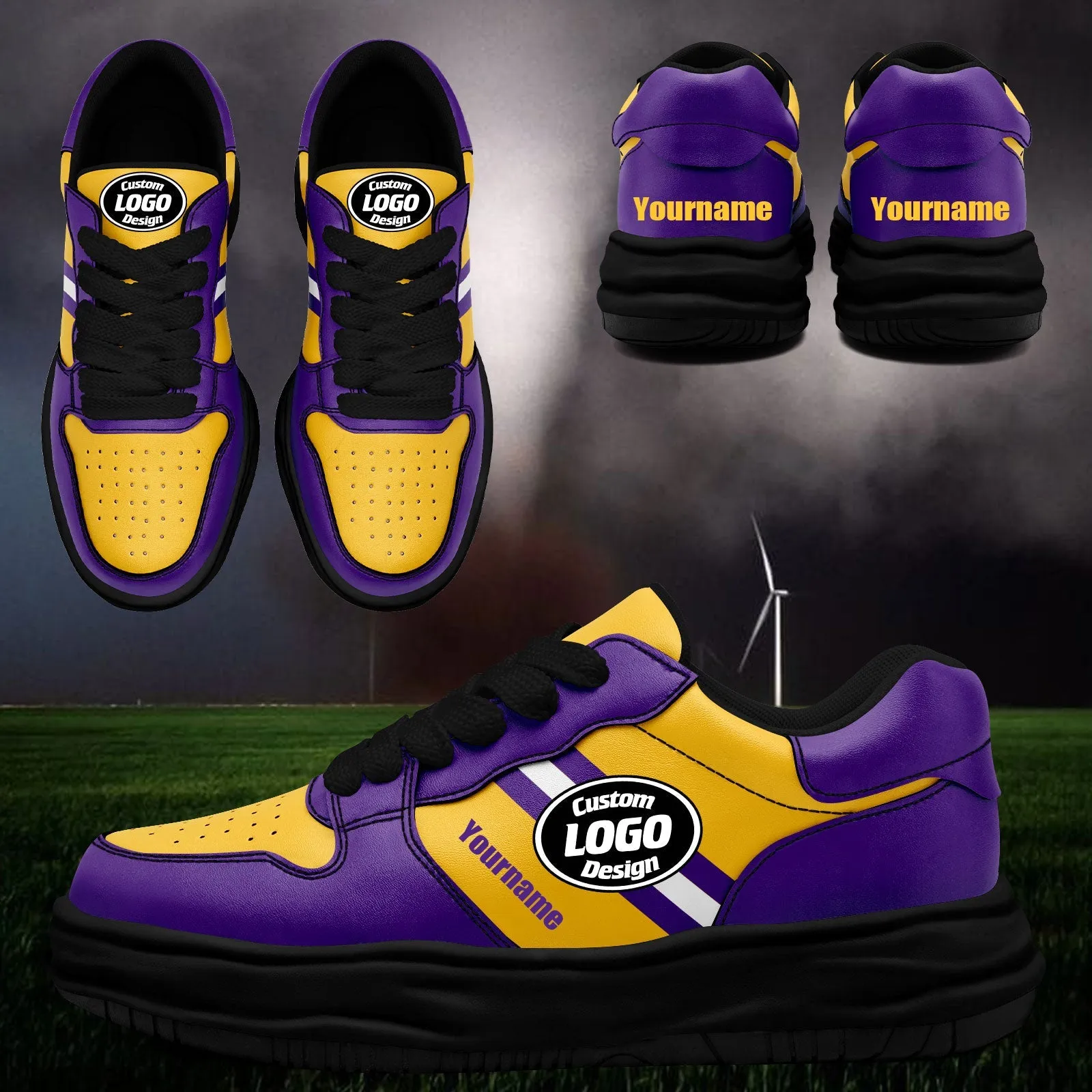 Corporate Gifts,Custom Purple Yellow Minnesota Shoes Personalized Sneaker FN032-D020389-17
