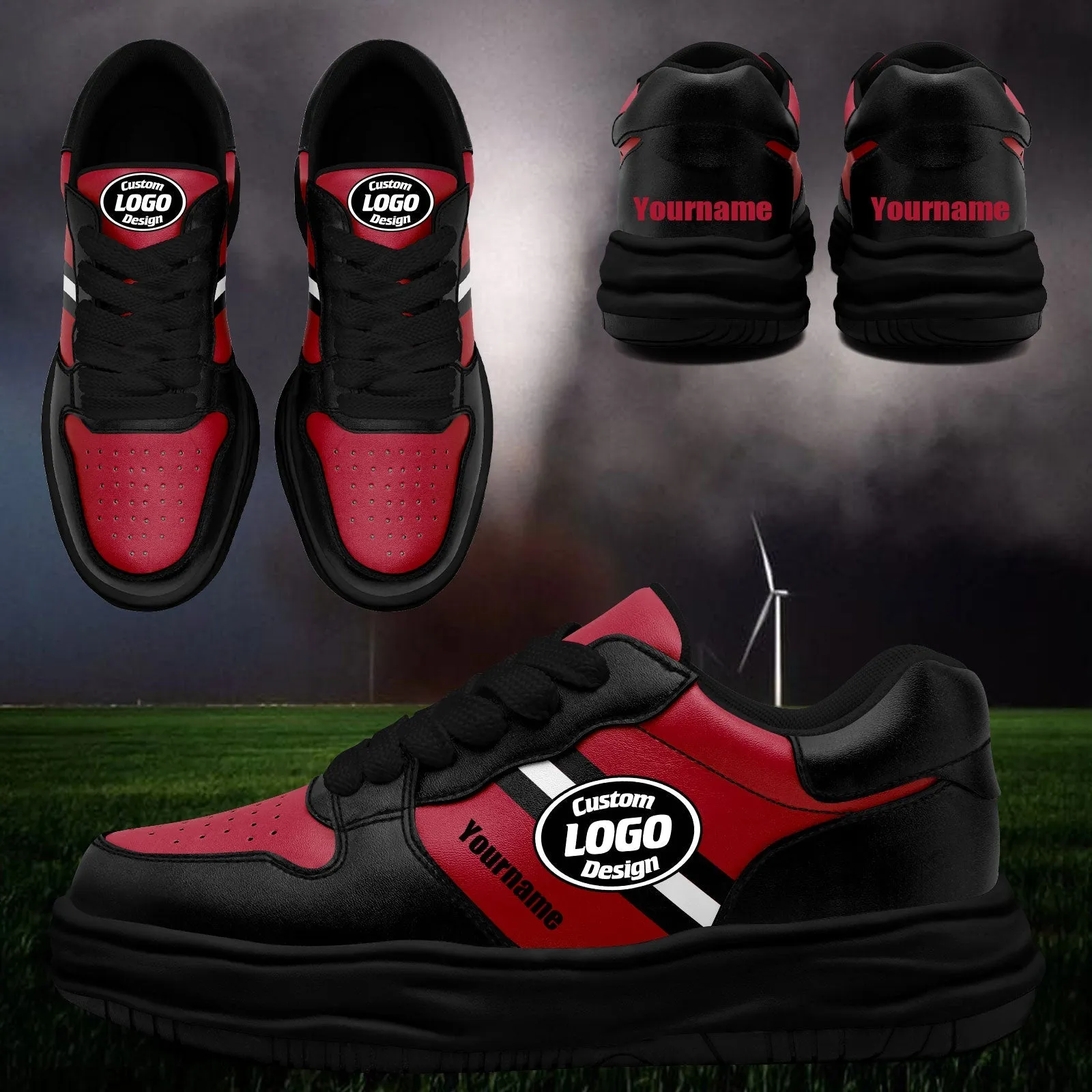 Corporate Gifts,Custom Red Black Atlanta Shoes Personalized Sneaker FN032-D020389-3