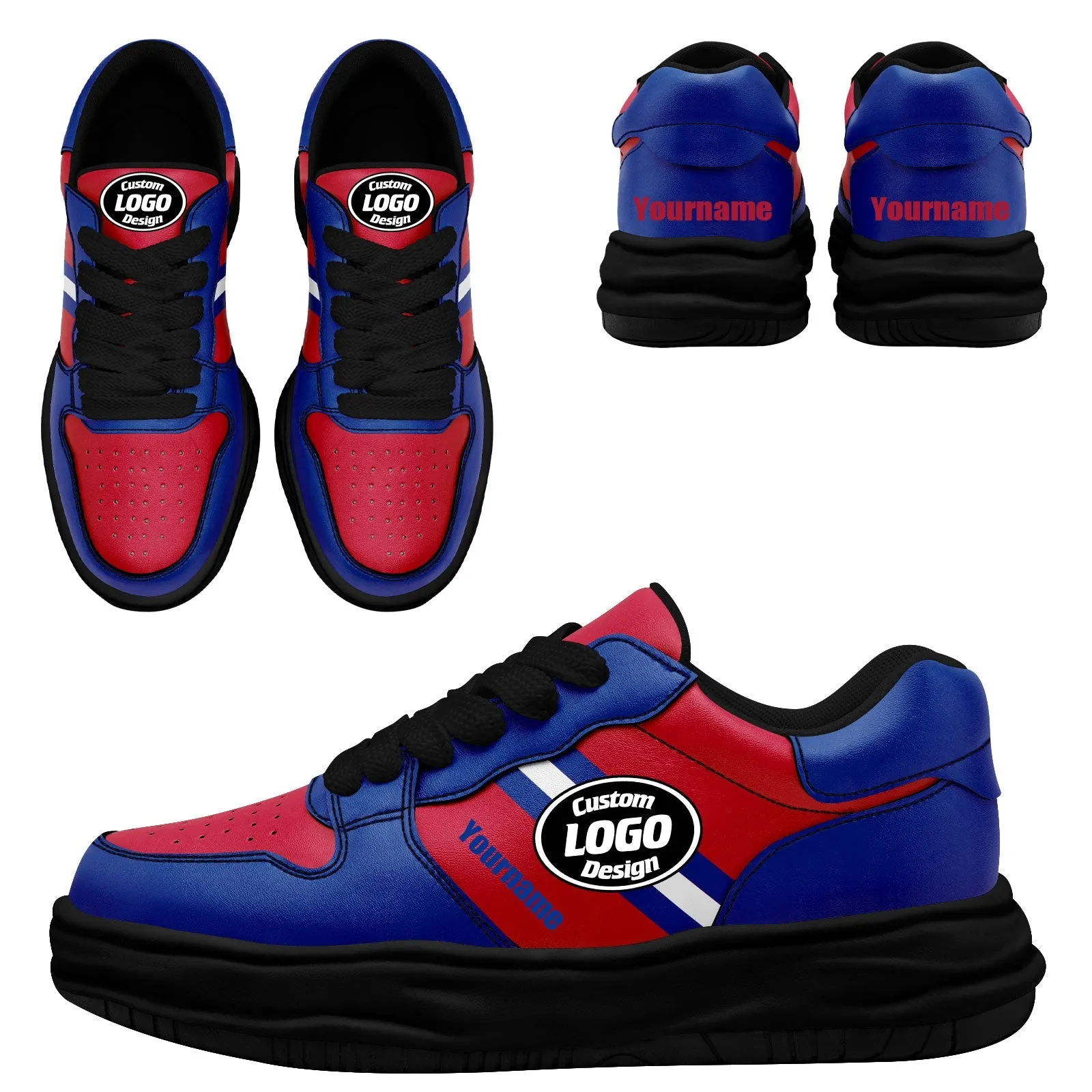 Corporate Gifts,Custom Red Blue Buffalo Shoes Personalized Sneaker FN032-D020389-4