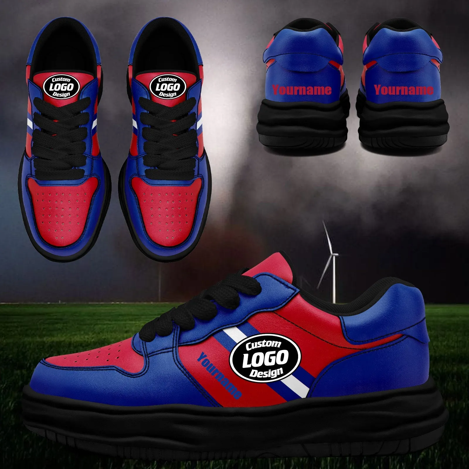 Corporate Gifts,Custom Red Blue Buffalo Shoes Personalized Sneaker FN032-D020389-4