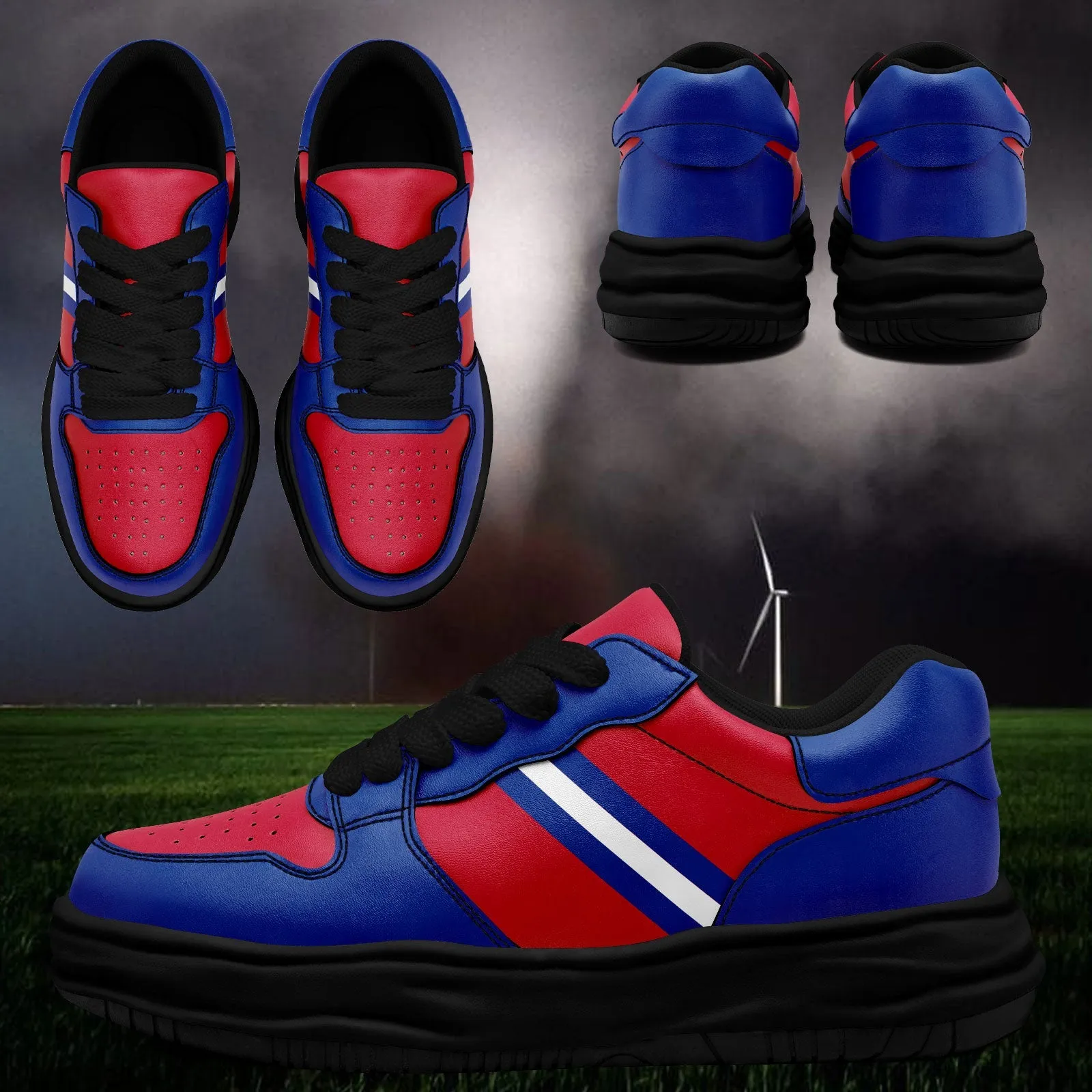 Corporate Gifts,Custom Red Blue Buffalo Shoes Personalized Sneaker FN032-D020389-4