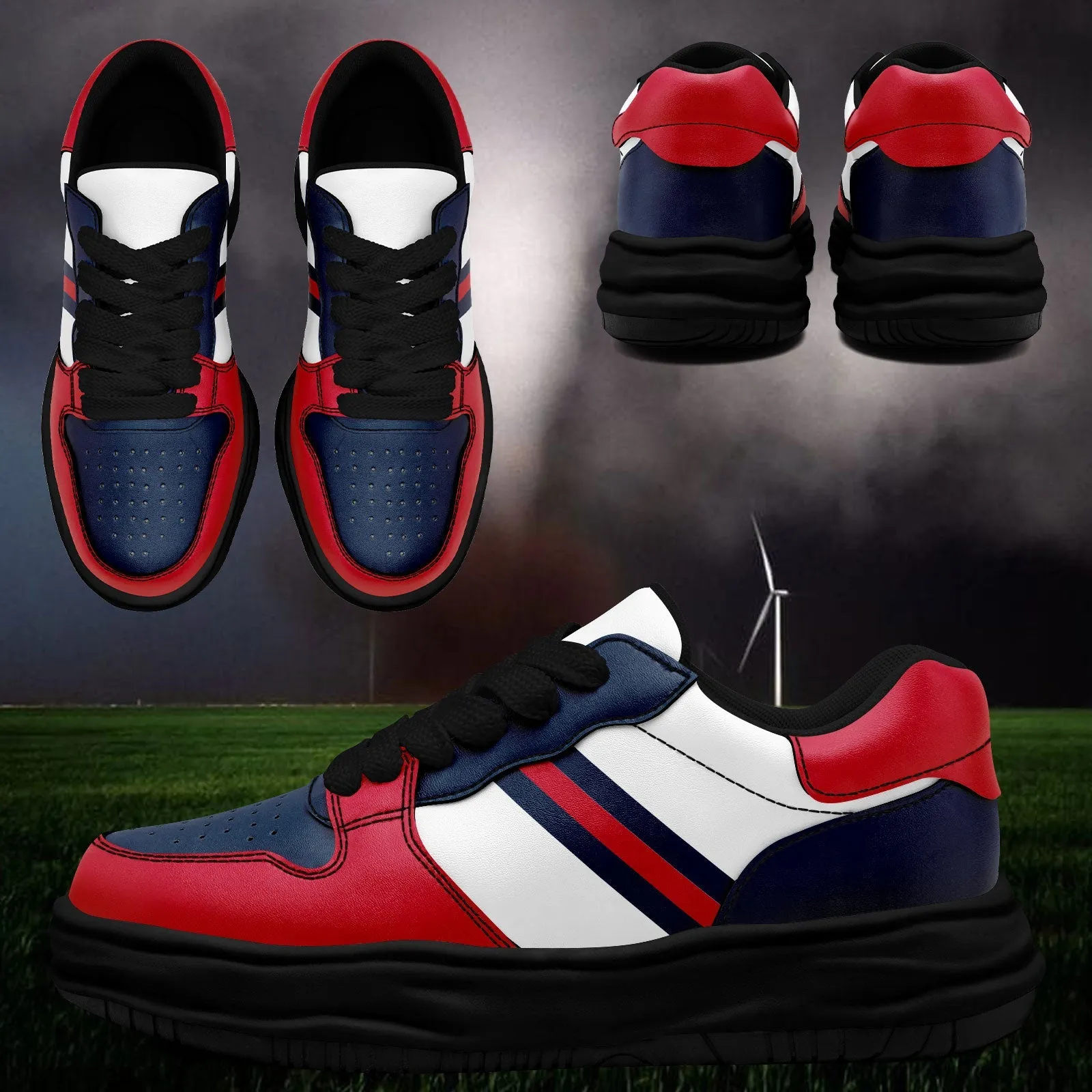Corporate Gifts,Custom Red Blue New England Shoes Personalized Sneaker FN032-D020389-26