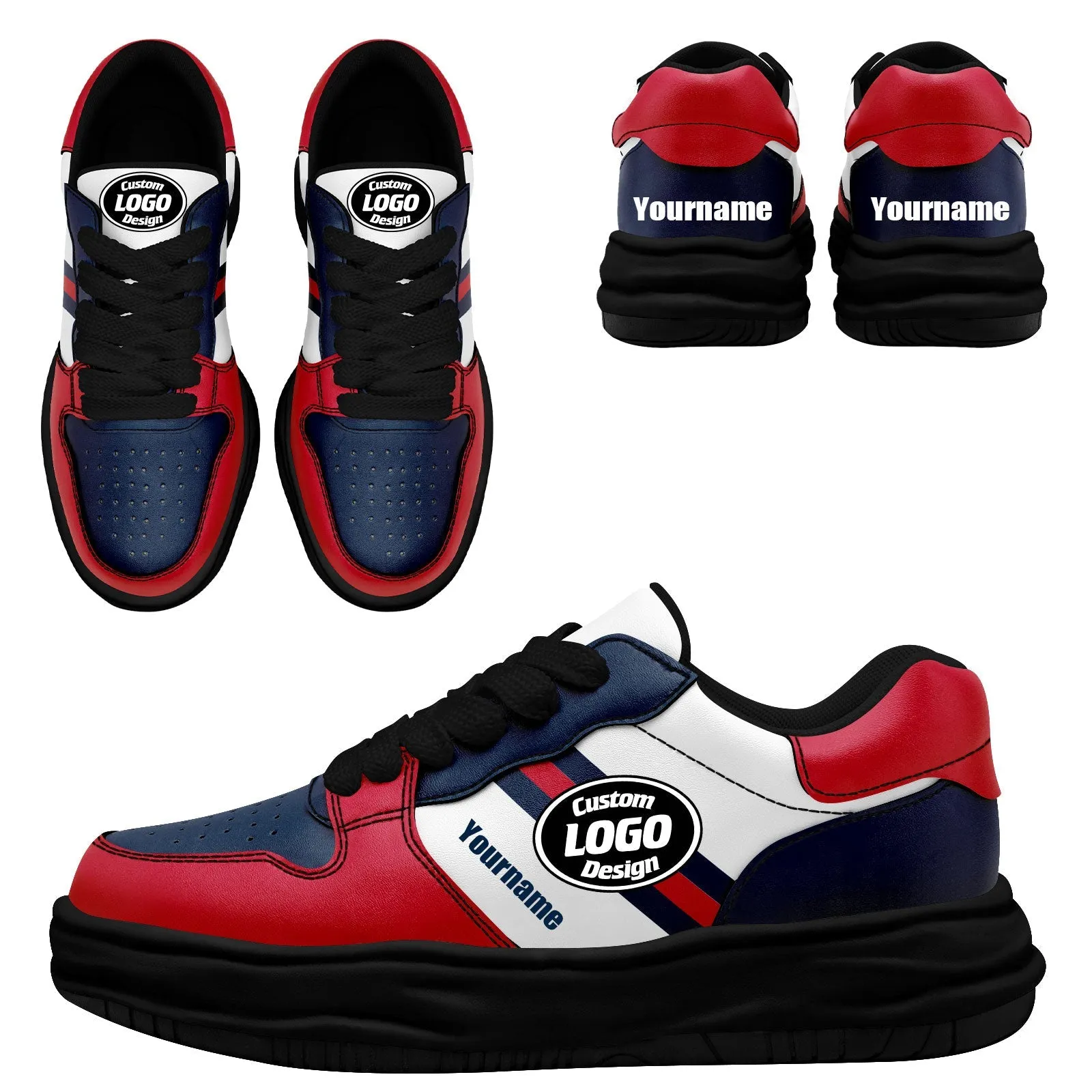 Corporate Gifts,Custom Red Blue New England Shoes Personalized Sneaker FN032-D020389-26