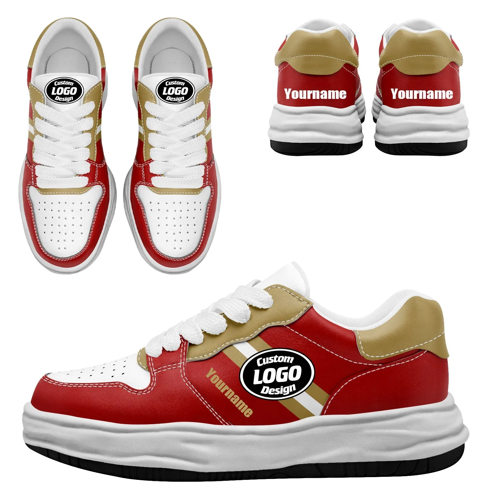Corporate Gifts,Custom Red Gold San Francisco Shoes Personalized Sneaker FN032-D020389-25