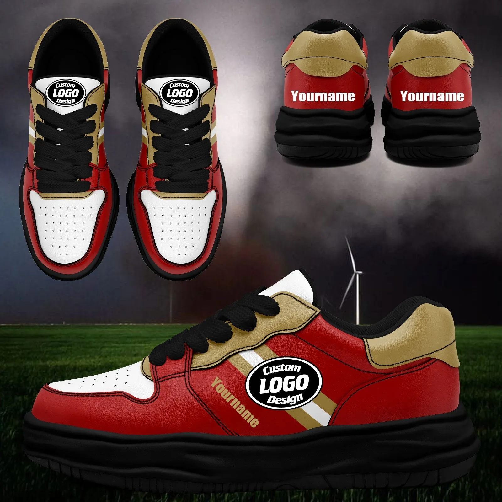 Corporate Gifts,Custom Red Gold San Francisco Shoes Personalized Sneaker FN032-D020389-25