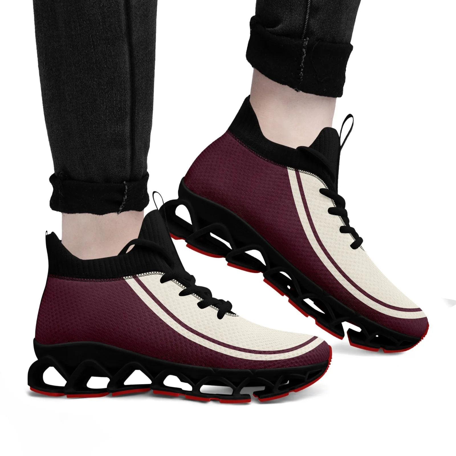 Corporate Gifts,Custom Rose Carmine Cream Maxsoul Shoes Personalized Sneaker FN030XD-D020388-17