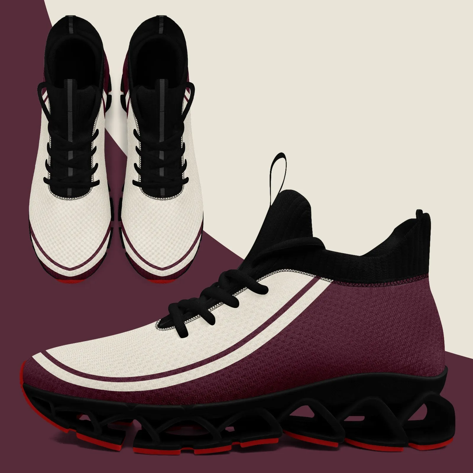 Corporate Gifts,Custom Rose Carmine Cream Maxsoul Shoes Personalized Sneaker FN030XD-D020388-17