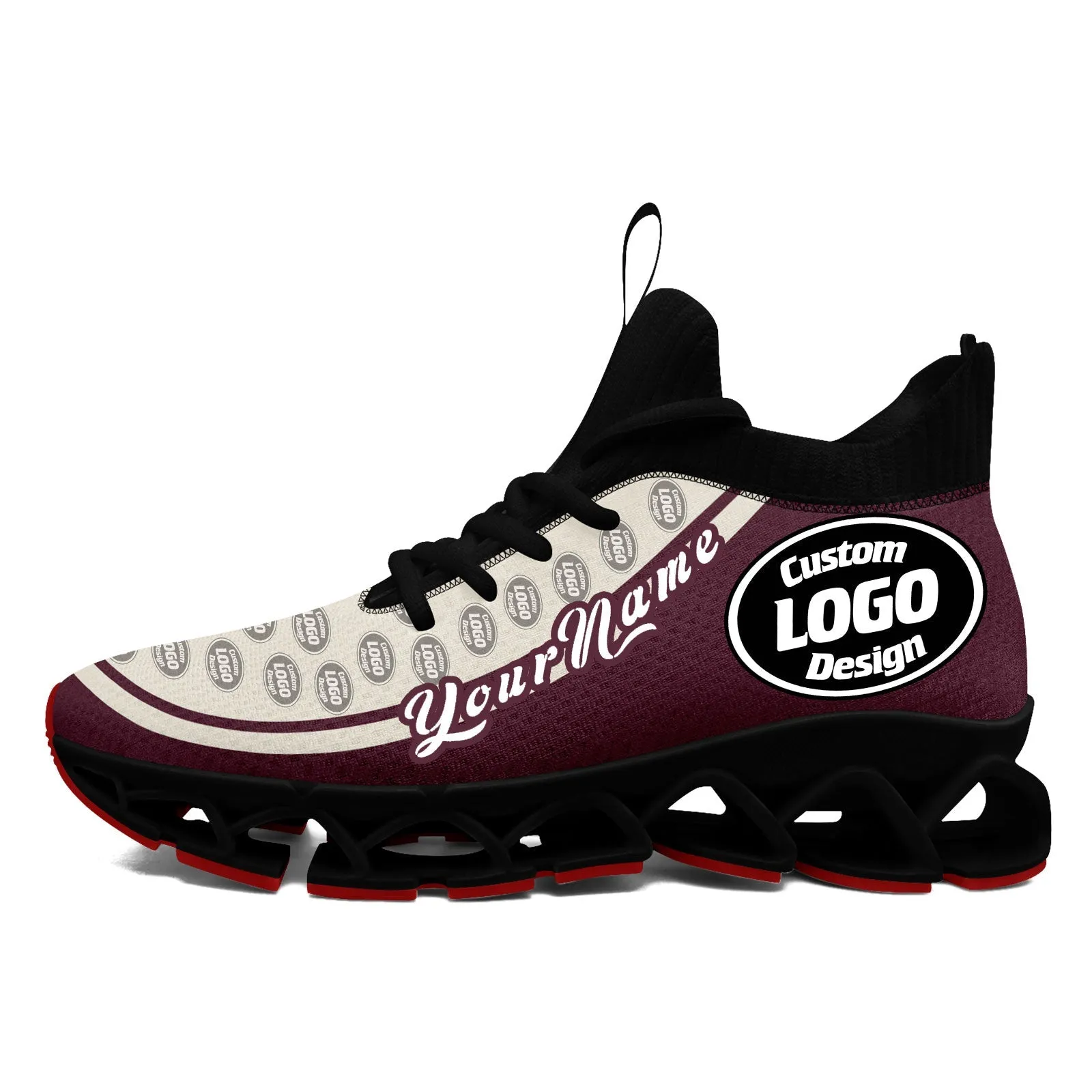 Corporate Gifts,Custom Rose Carmine Cream Maxsoul Shoes Personalized Sneaker FN030XD-D020388-17