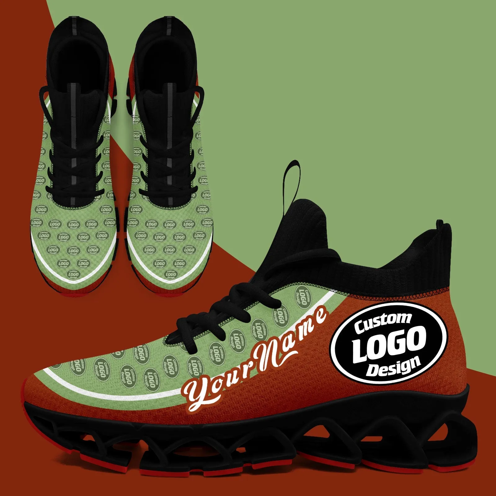 Corporate Gifts,Custom Rust Red Green Maxsoul Shoes Personalized Sneaker FN030XD-D020388-23