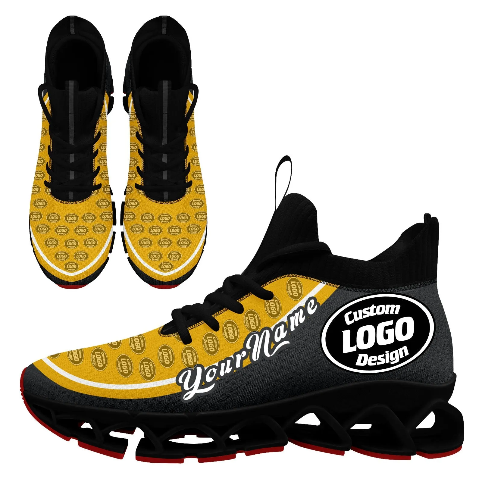 Corporate Gifts,Custom Yellow Dark Gray Maxsoul Shoes Personalized Sneaker FN030XD-D020388-1