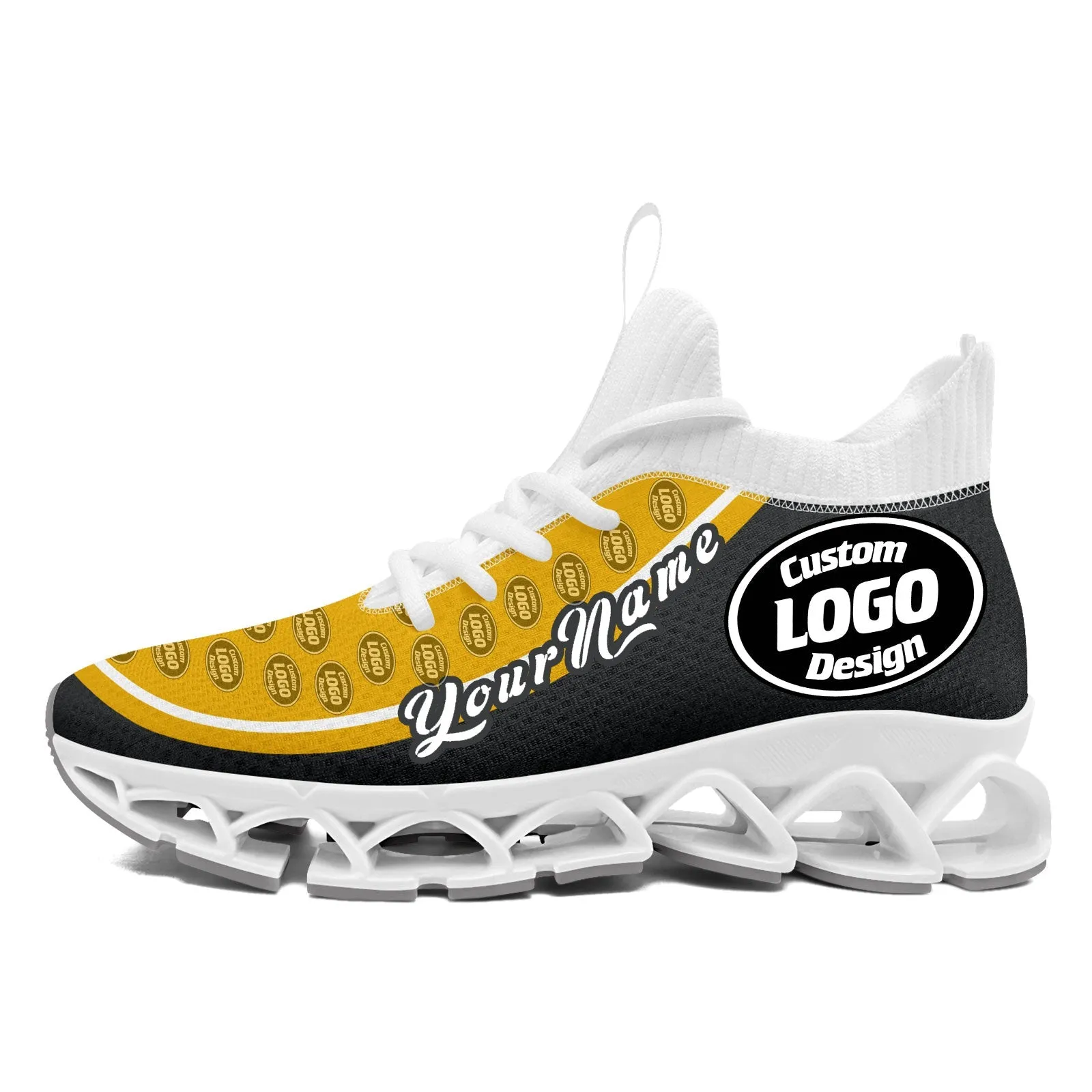 Corporate Gifts,Custom Yellow Dark Gray Maxsoul Shoes Personalized Sneaker FN030XD-D020388-1
