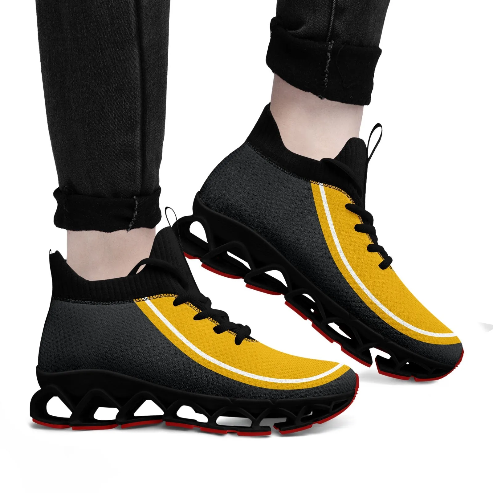 Corporate Gifts,Custom Yellow Dark Gray Maxsoul Shoes Personalized Sneaker FN030XD-D020388-1