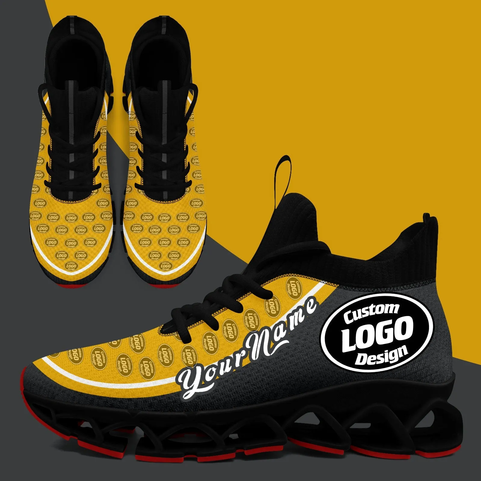 Corporate Gifts,Custom Yellow Dark Gray Maxsoul Shoes Personalized Sneaker FN030XD-D020388-1
