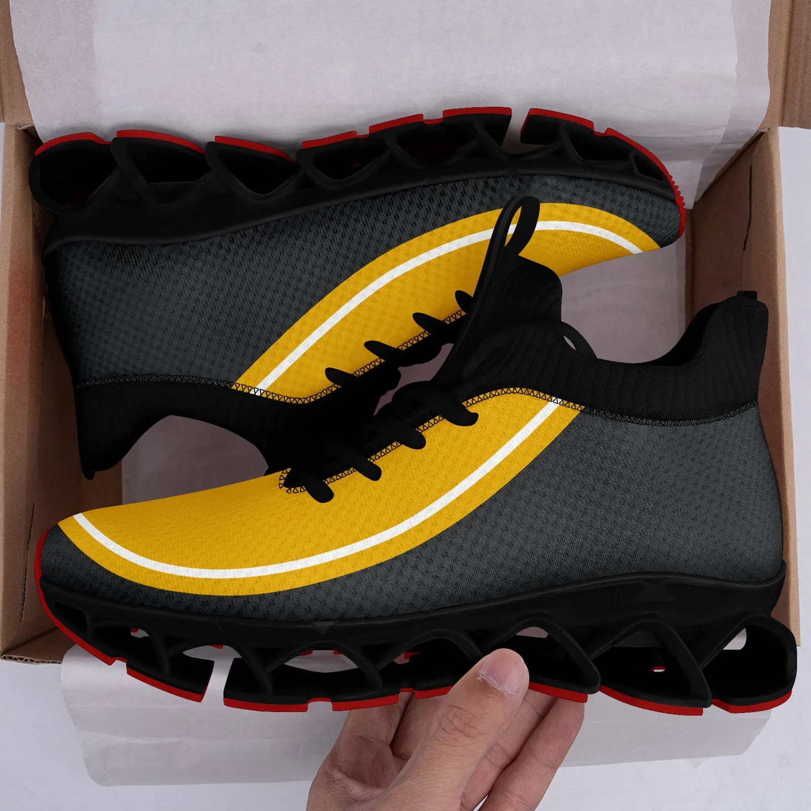 Corporate Gifts,Custom Yellow Dark Gray Maxsoul Shoes Personalized Sneaker FN030XD-D020388-1
