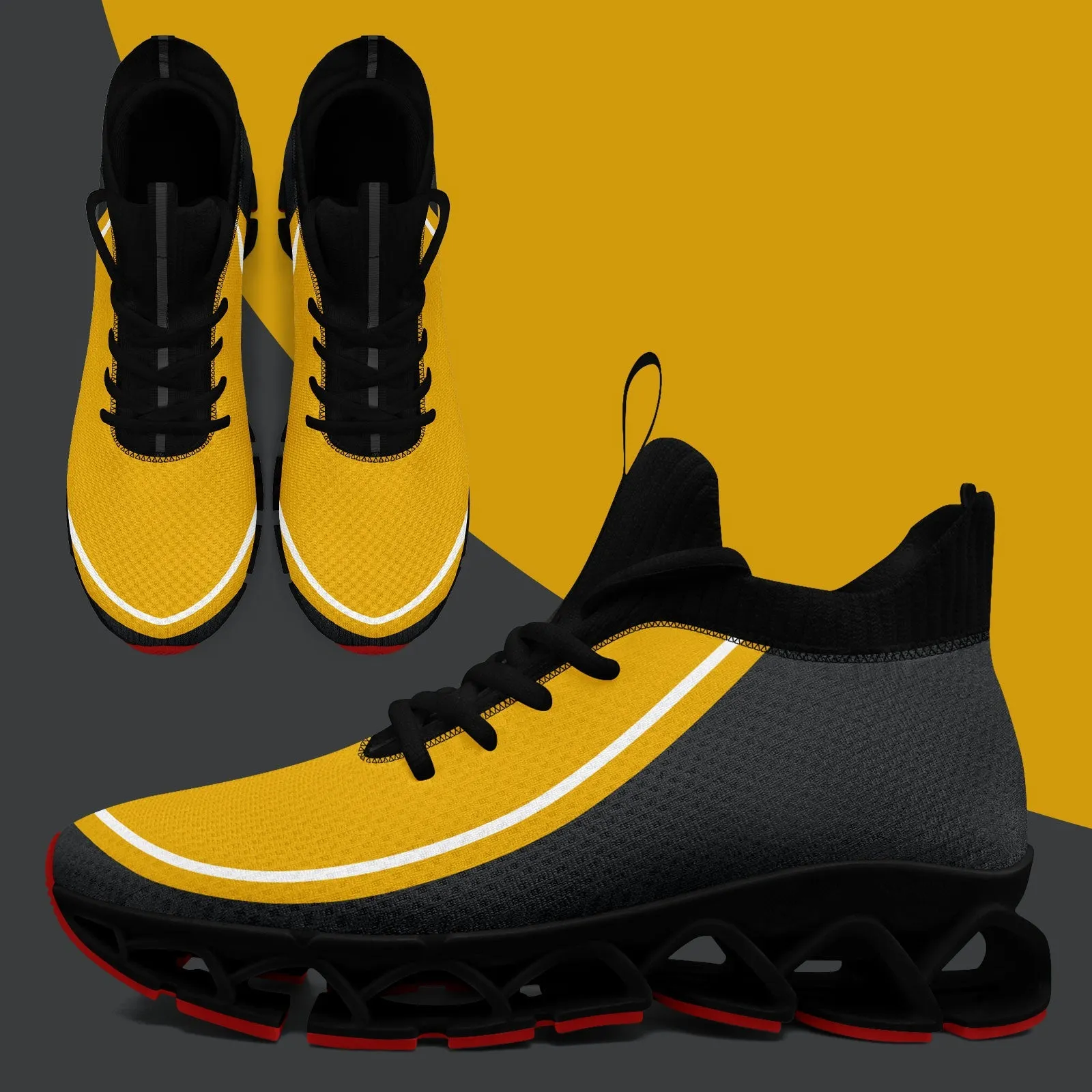 Corporate Gifts,Custom Yellow Dark Gray Maxsoul Shoes Personalized Sneaker FN030XD-D020388-1