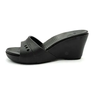 Crocs Slide Wedge Shoes Rubber Black Colour For Women