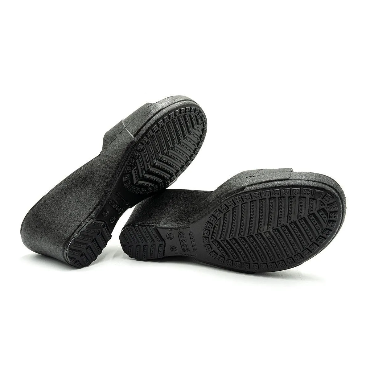 Crocs Slide Wedge Shoes Rubber Black Colour For Women